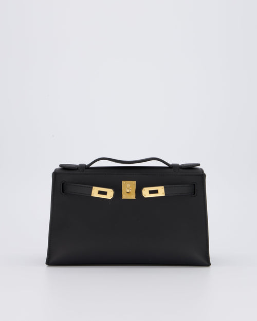 *SUPER RARE* Hermès Mini Kelly Pochette Bag in Noir Swift Leather with Gold Hardware