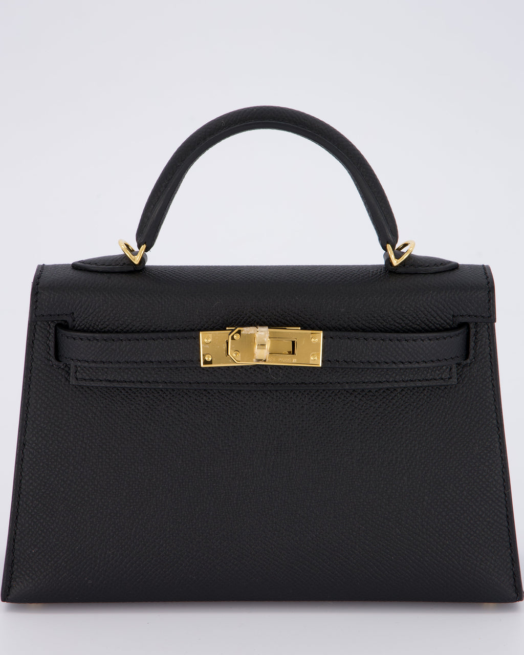 *HOT* Hermès Mini Kelly II 20 Bag in Noir Epsom Leather with Gold Hardware