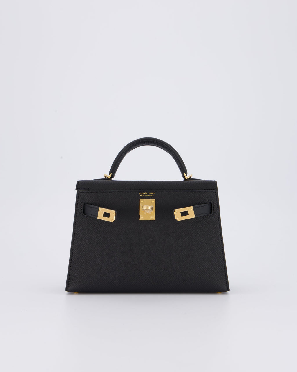 *HOT* Hermès Mini Kelly II 20 Bag in Noir Epsom Leather with Gold Hardware