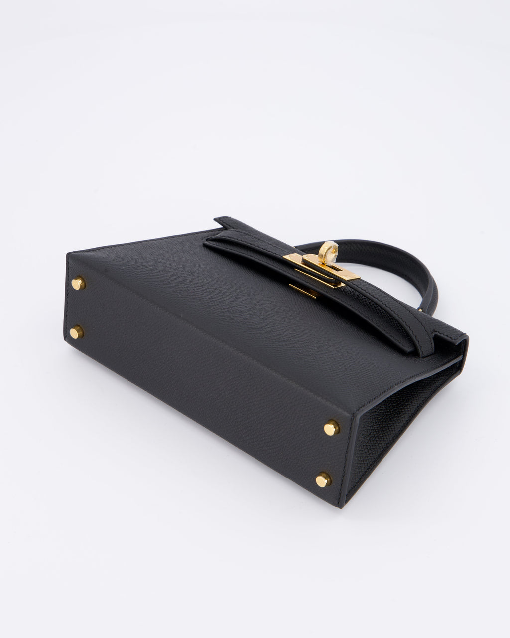 *HOT* Hermès Mini Kelly II 20 Bag in Noir Epsom Leather with Gold Hardware