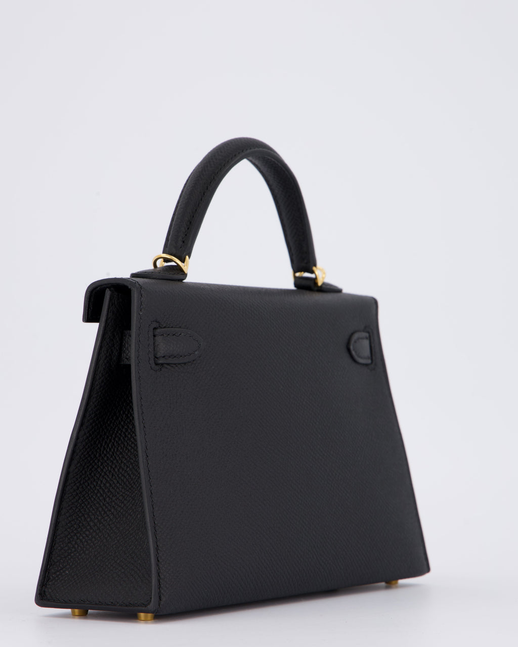 *HOT* Hermès Mini Kelly II 20 Bag in Noir Epsom Leather with Gold Hardware