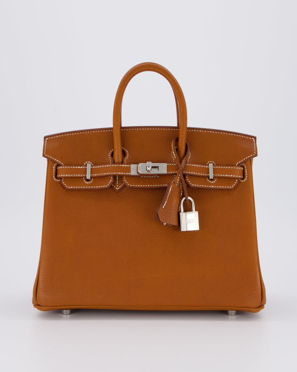 *NEW STAMP* Hermès Birkin 25 Retourne Bag in Fauve Barenia Faubourg Leather and Palladium Hardware