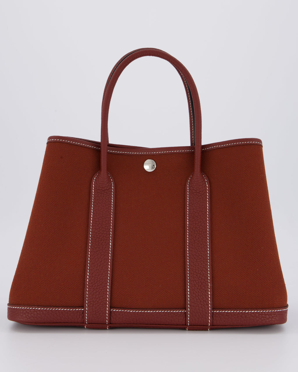 Hermès Garden Party 30 Bag in Rouge H Canvas and Negonda Leather with Palladium Hardware