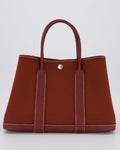Hermès Garden Party 30 Bag in Rouge H Canvas and Negonda Leather with Palladium Hardware