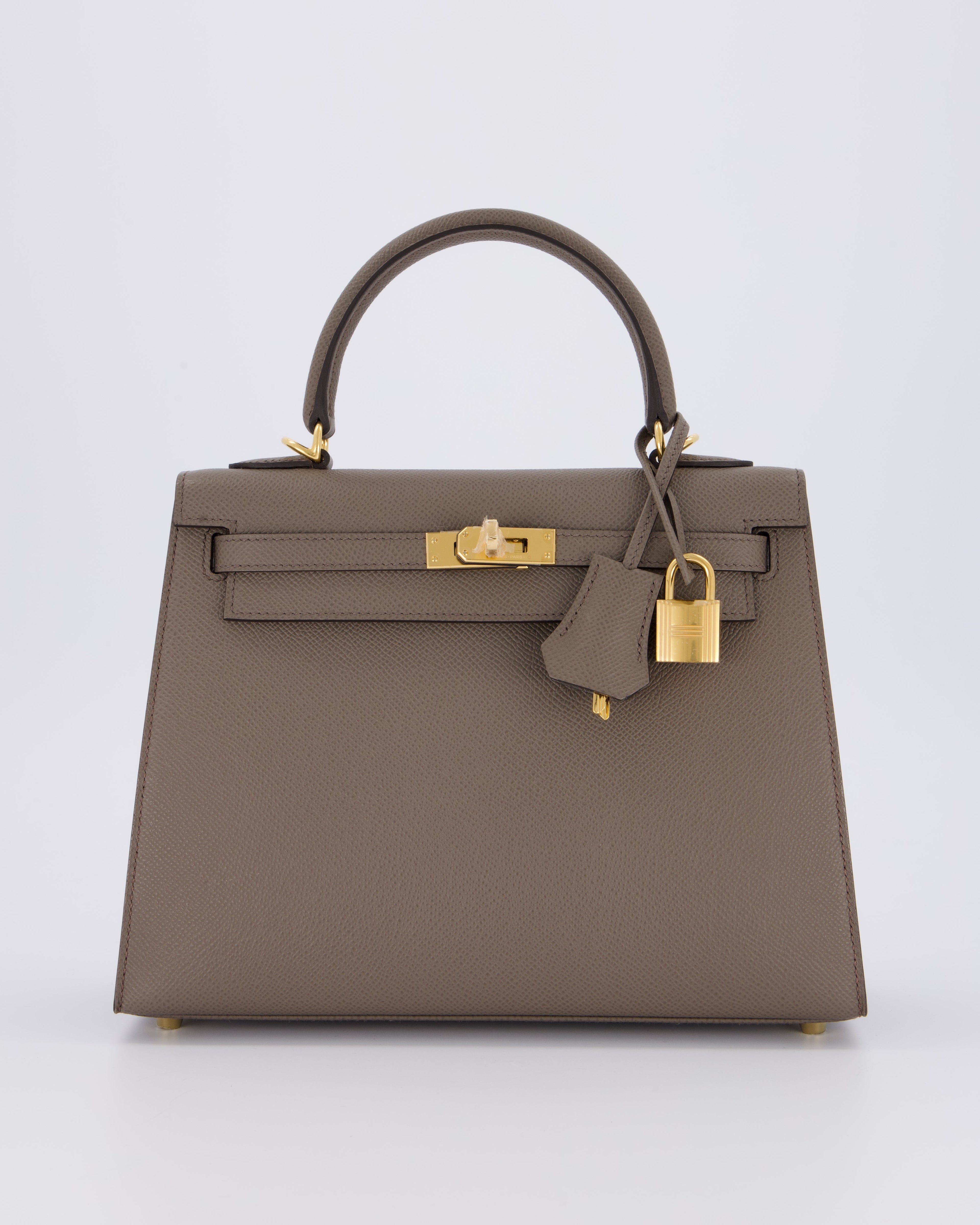 *RARE* Hermès Kelly 25 Sellier Bag in Gris Etain Epsom Leather with Gold Hardware