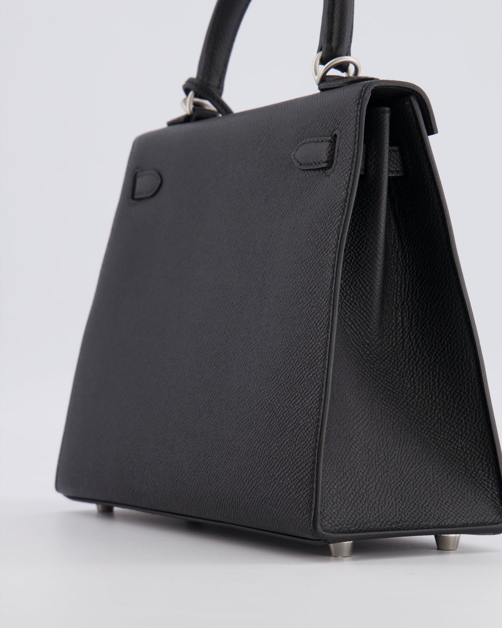 Hermès HSS Kelly 25 Sellier Bag in Noir Epsom Leather and Bleu Zellige Interior with Brushed Palladium Hardware&nbsp;