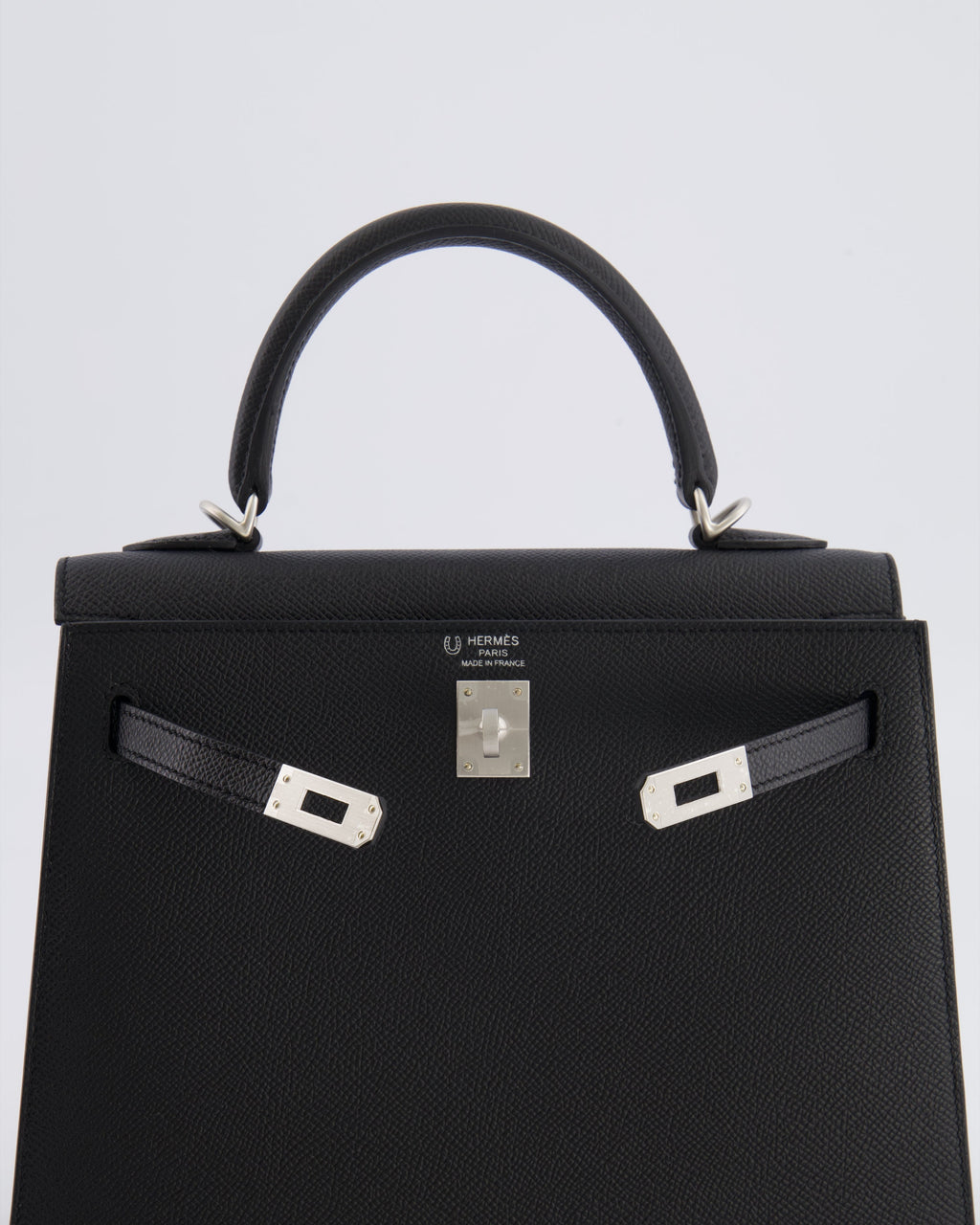 Hermès HSS Kelly 25 Sellier Bag in Noir Epsom Leather and Bleu Zellige Interior with Brushed Palladium Hardware&nbsp;