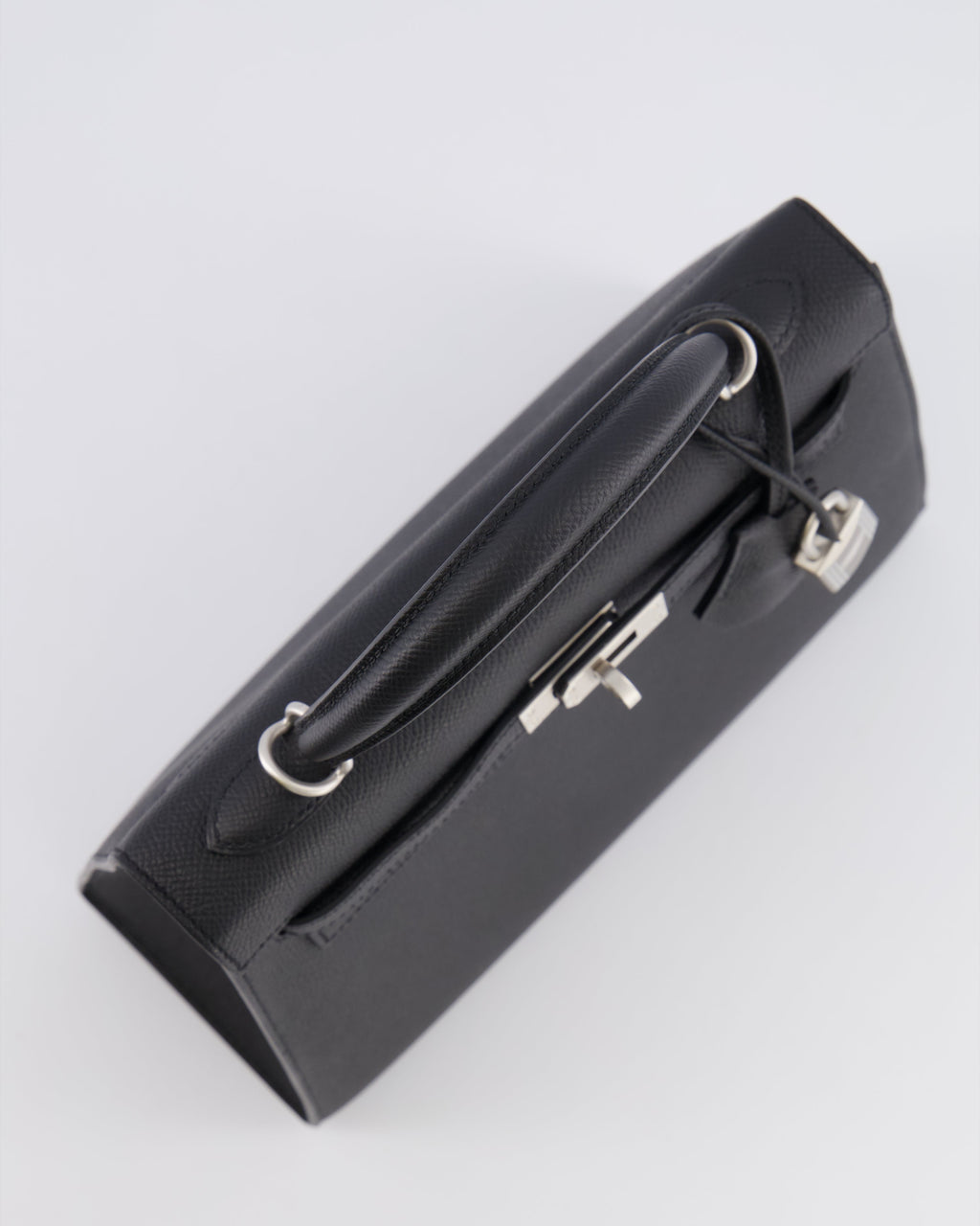 Hermès HSS Kelly 25 Sellier Bag in Noir Epsom Leather and Bleu Zellige Interior with Brushed Palladium Hardware&nbsp;