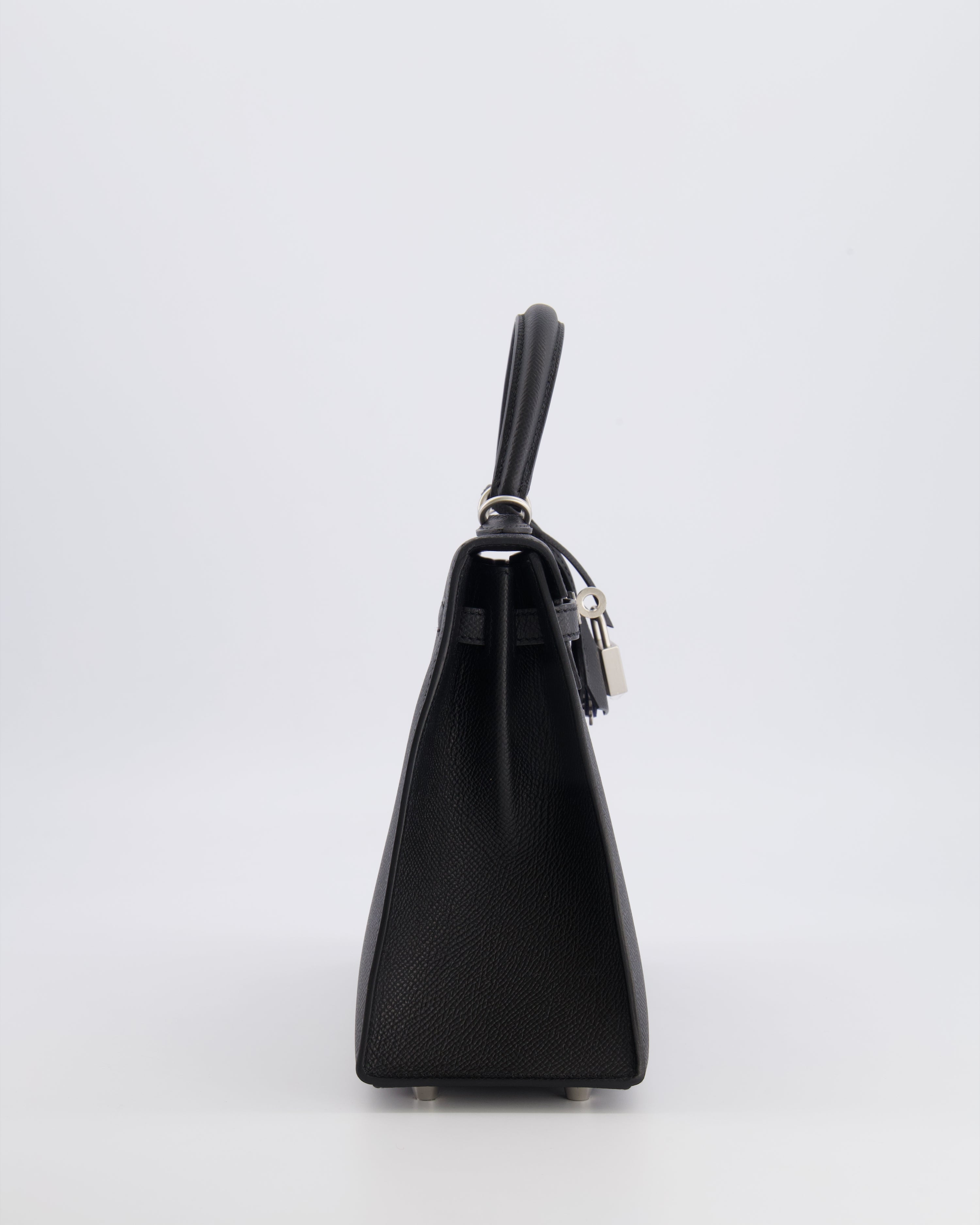 Hermès HSS Kelly 25 Sellier Bag in Noir Epsom Leather and Bleu Zellige Interior with Brushed Palladium Hardware&nbsp;