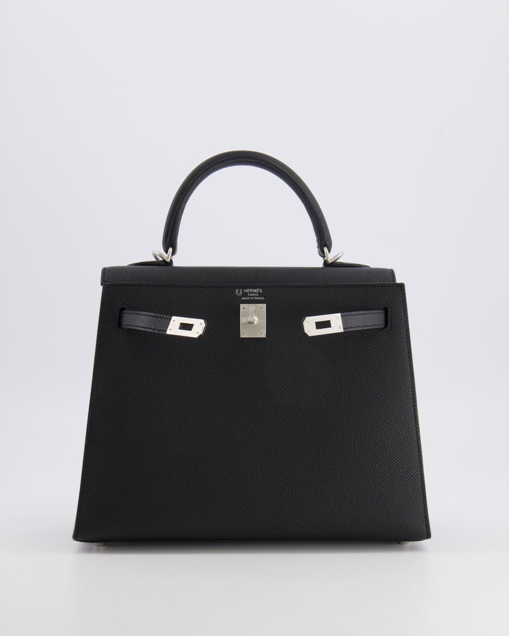 Hermès HSS Kelly 25 Sellier Bag in Noir Epsom Leather and Bleu Zellige Interior with Brushed Palladium Hardware&nbsp;