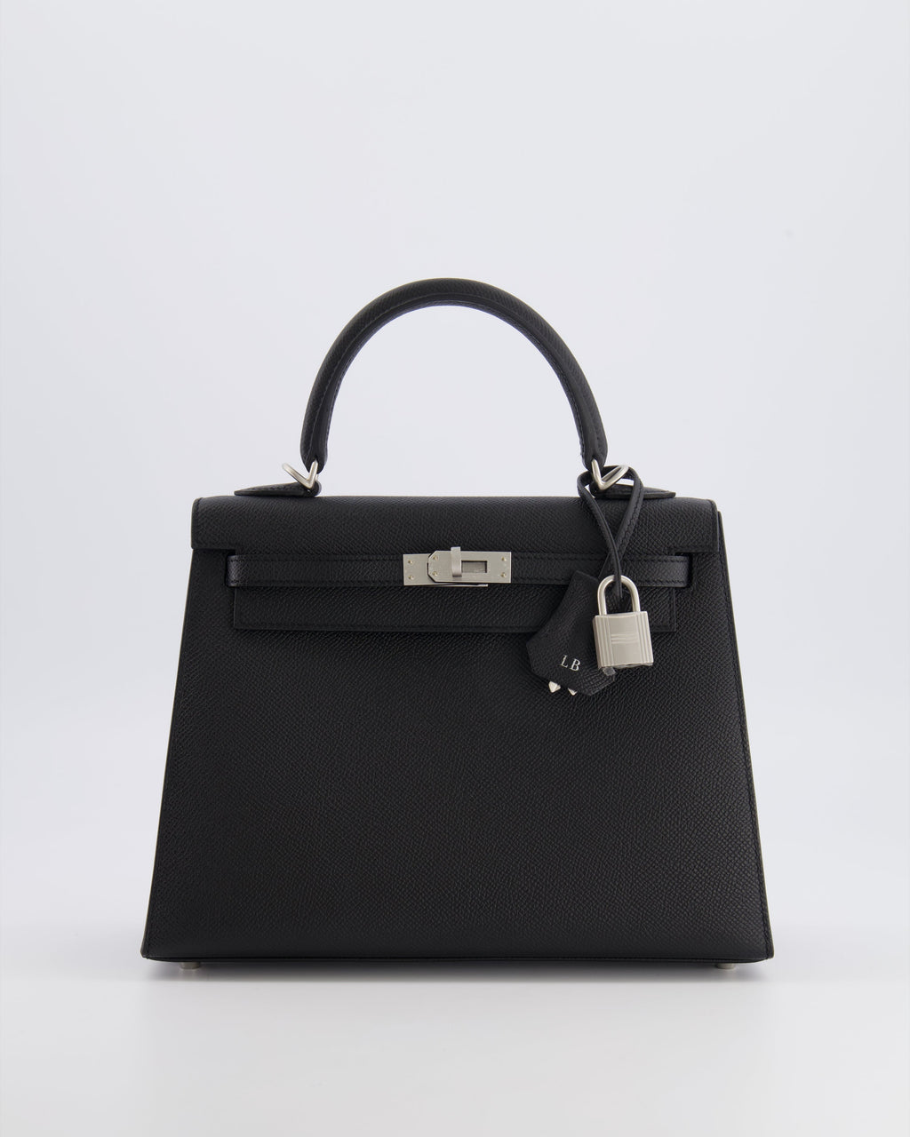 Hermès HSS Kelly 25 Sellier Bag in Noir Epsom Leather and Bleu Zellige Interior with Brushed Palladium Hardware&nbsp;