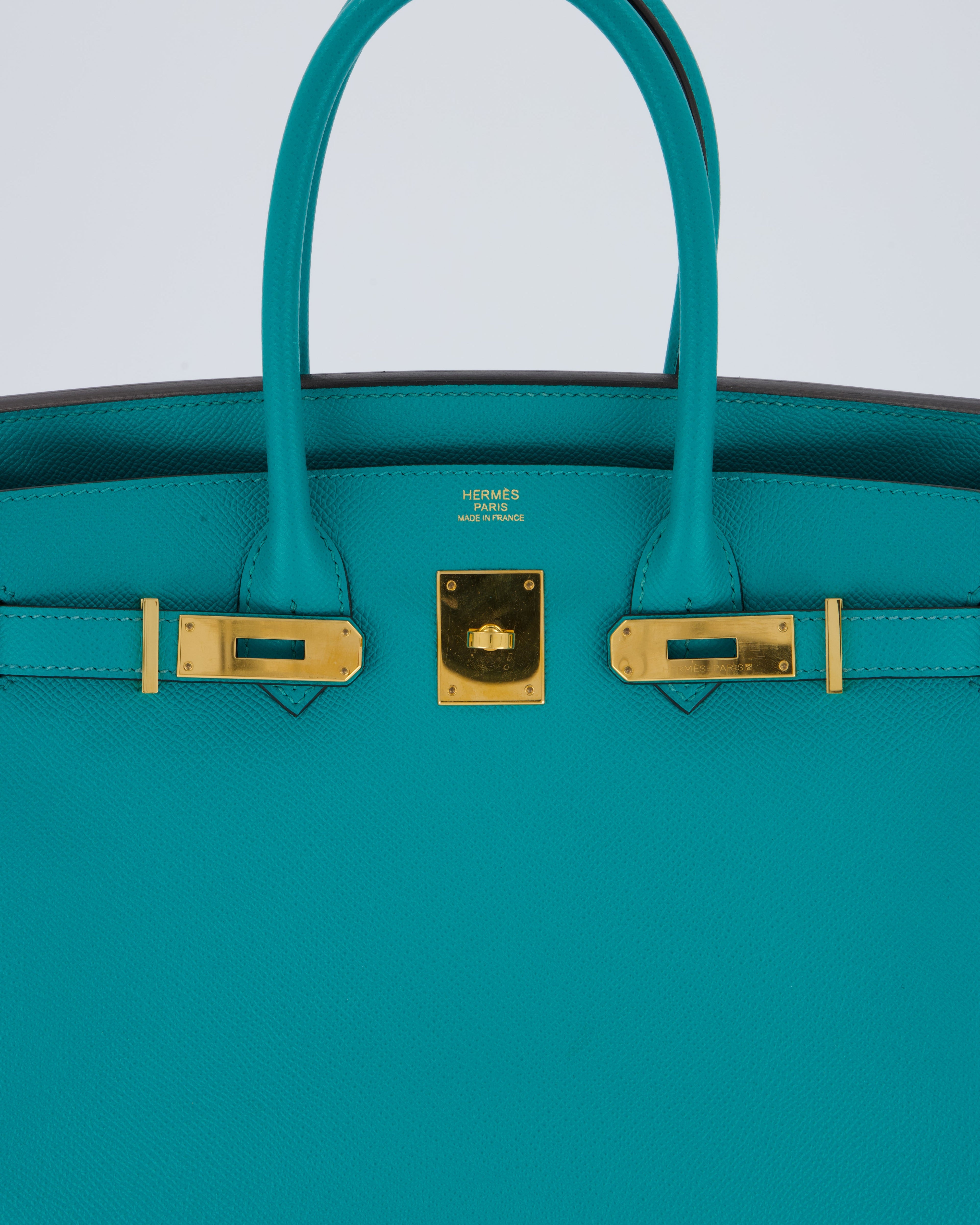Hermès Birkin 30cm Retourne Bag In Blue Paon Espom Leather With Gold Hardware
