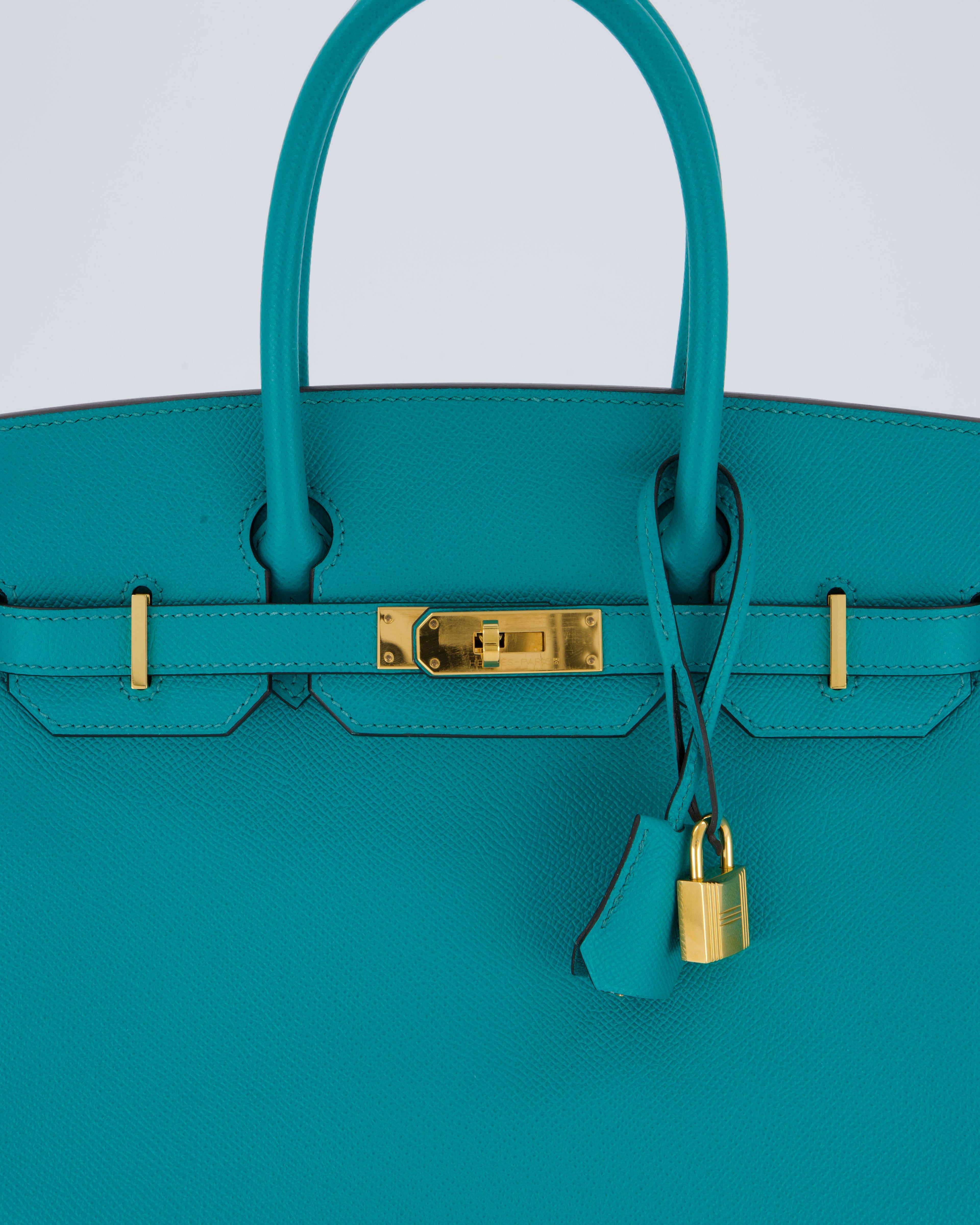 Hermès Birkin 30cm Retourne Bag In Blue Paon Espom Leather With Gold Hardware