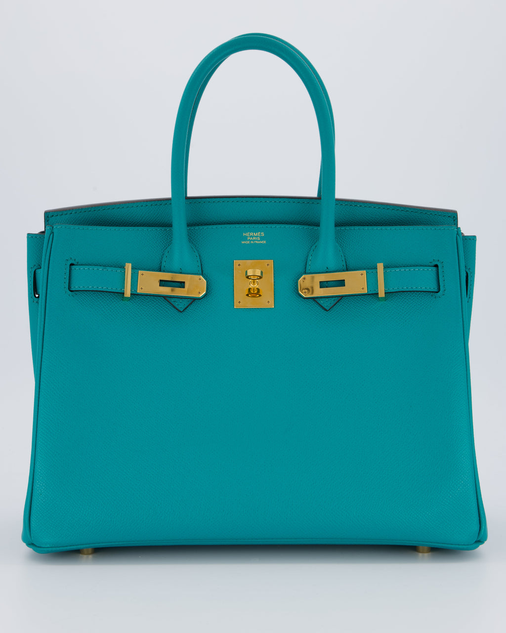 Hermès Birkin 30cm Retourne Bag In Blue Paon Espom Leather With Gold Hardware