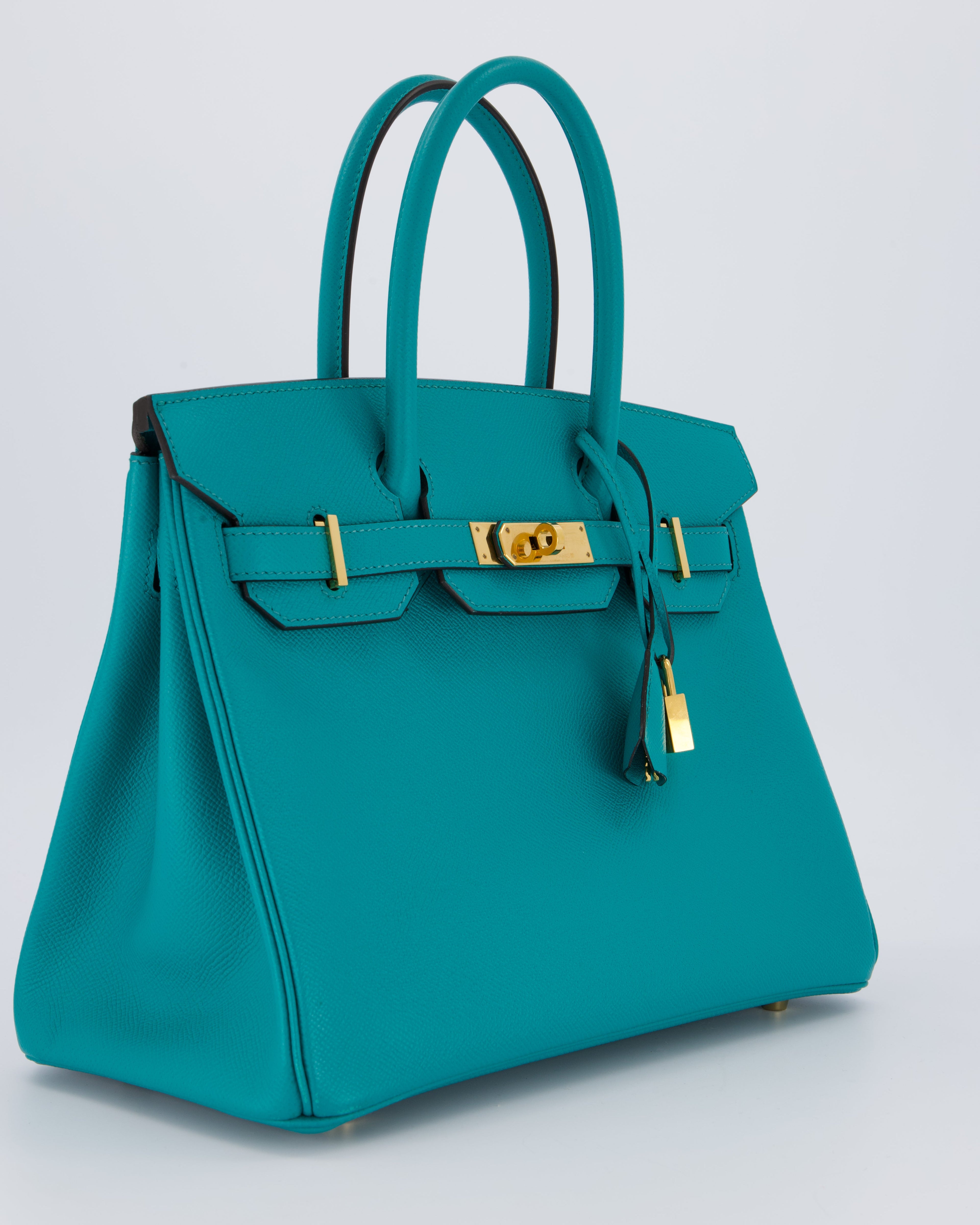 Hermès Birkin 30cm Retourne Bag In Blue Paon Espom Leather With Gold Hardware