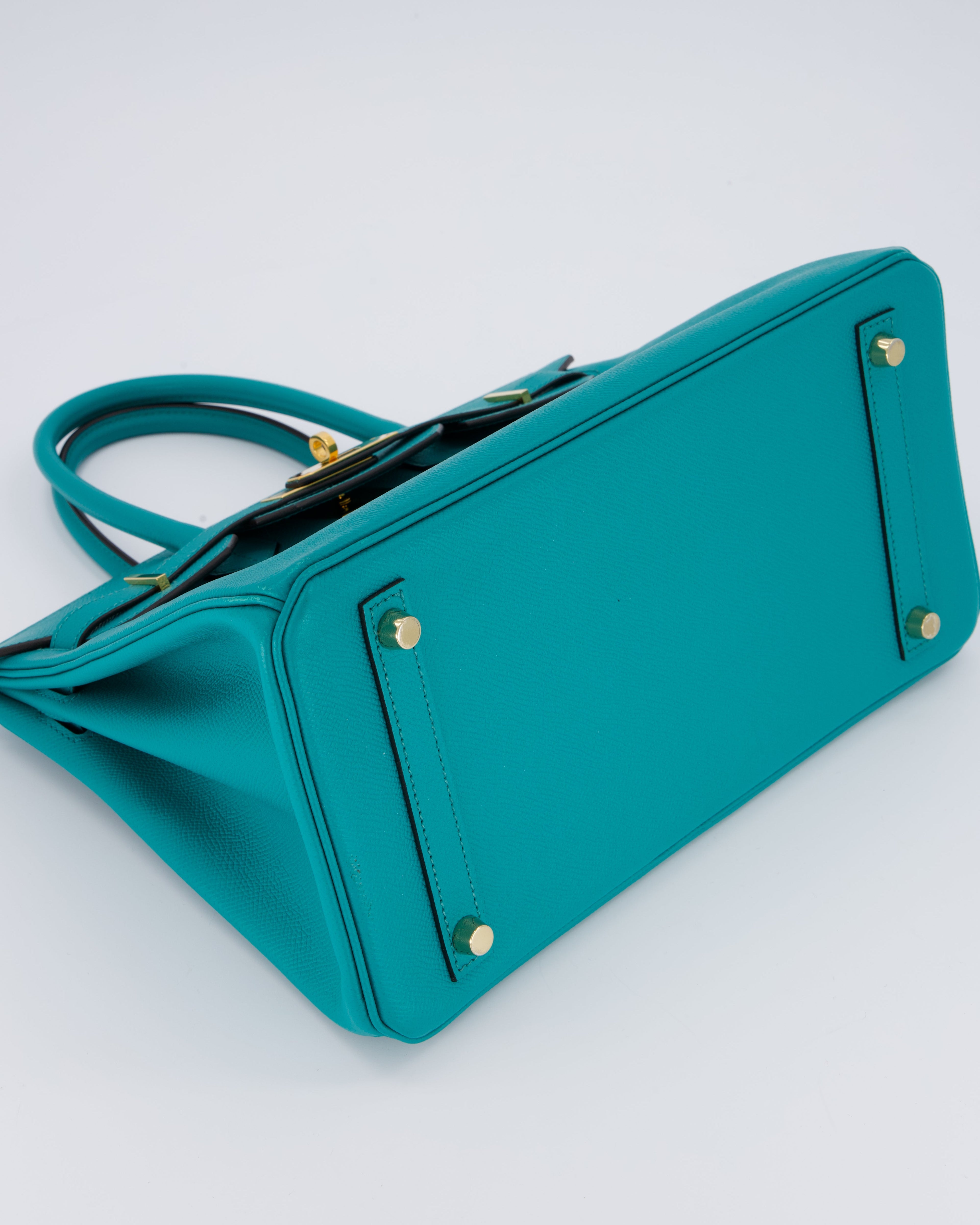 Hermès Birkin 30cm Retourne Bag In Blue Paon Espom Leather With Gold Hardware