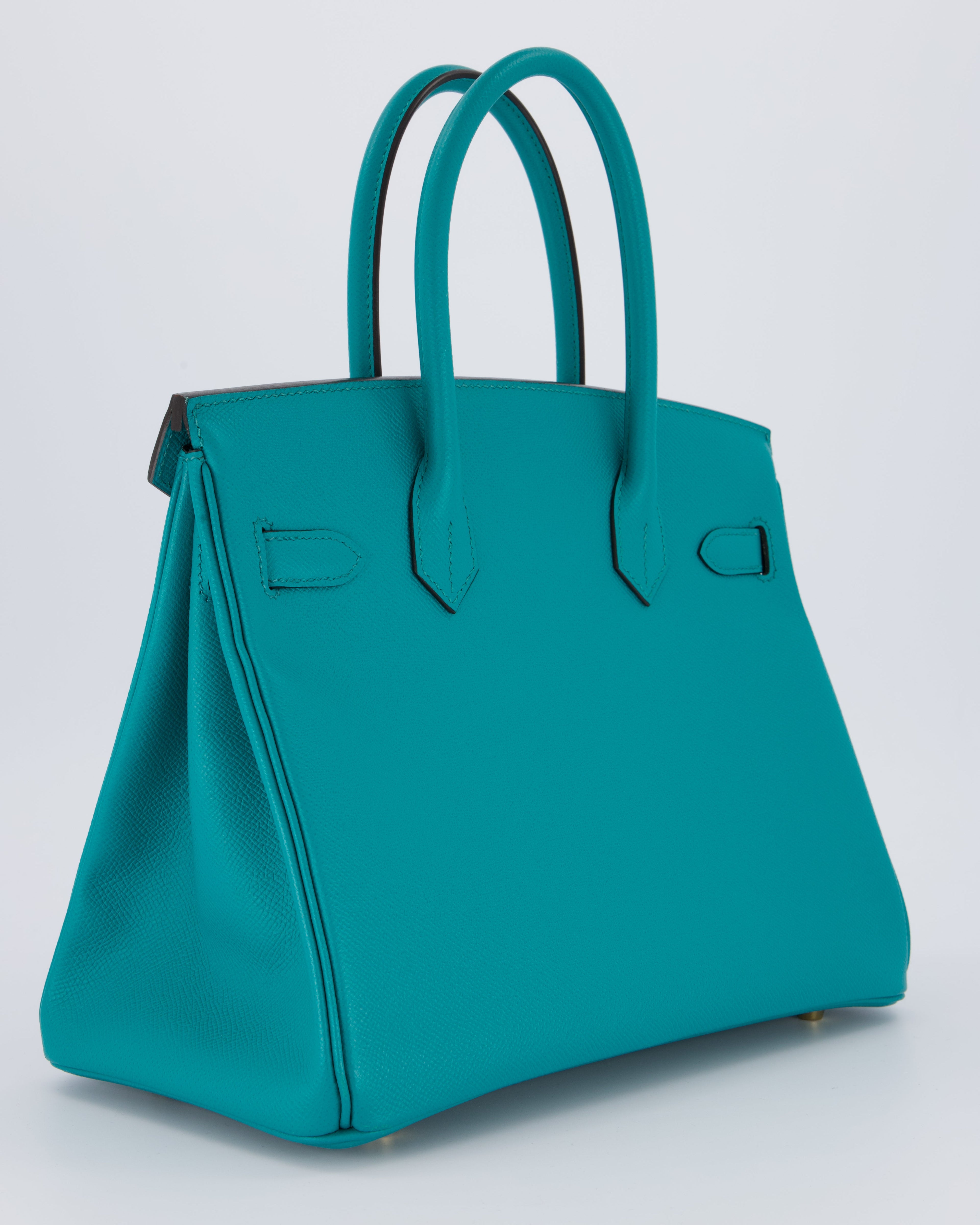 Hermès Birkin 30cm Retourne Bag In Blue Paon Espom Leather With Gold Hardware