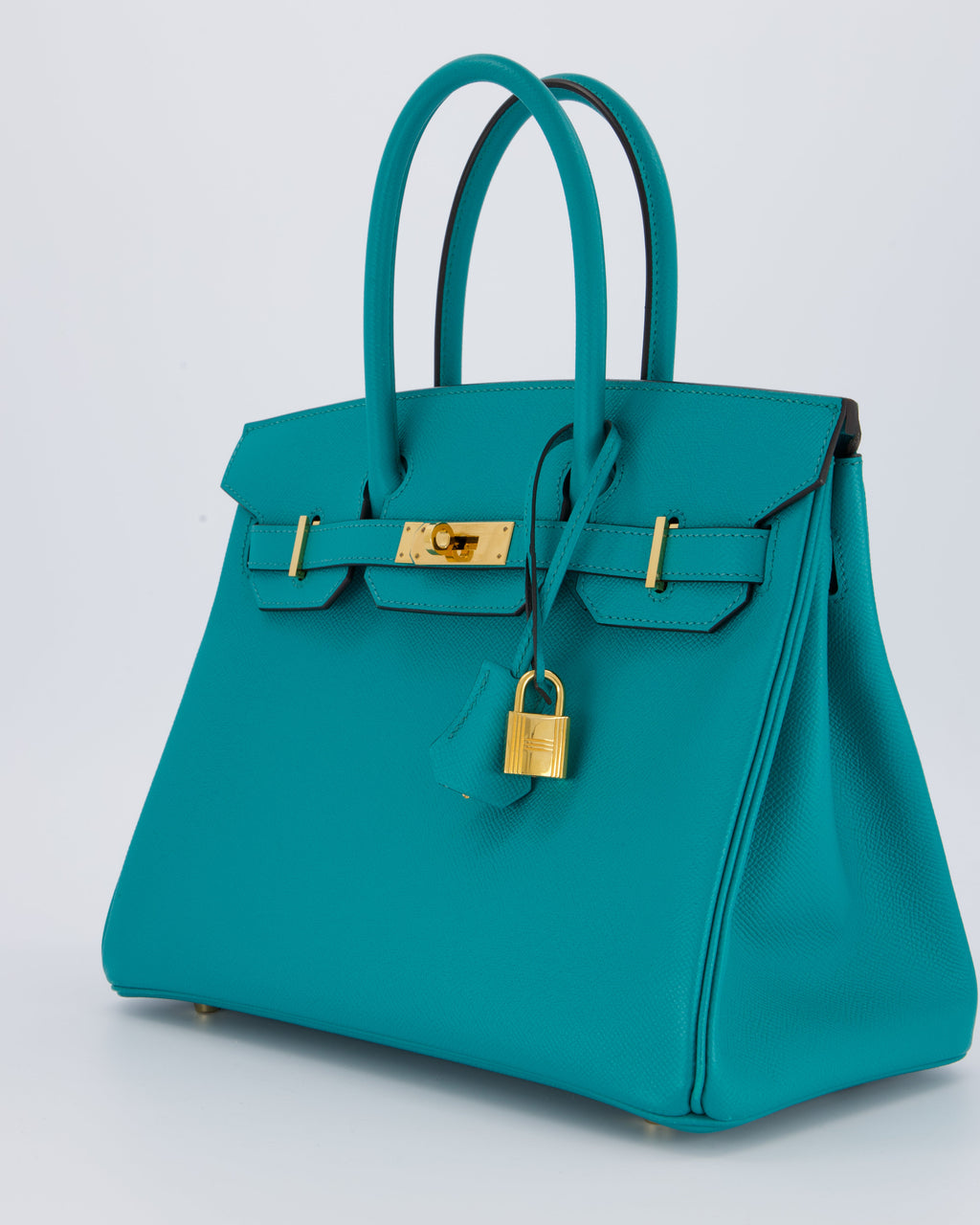 Hermès Birkin 30cm Retourne Bag In Blue Paon Espom Leather With Gold Hardware