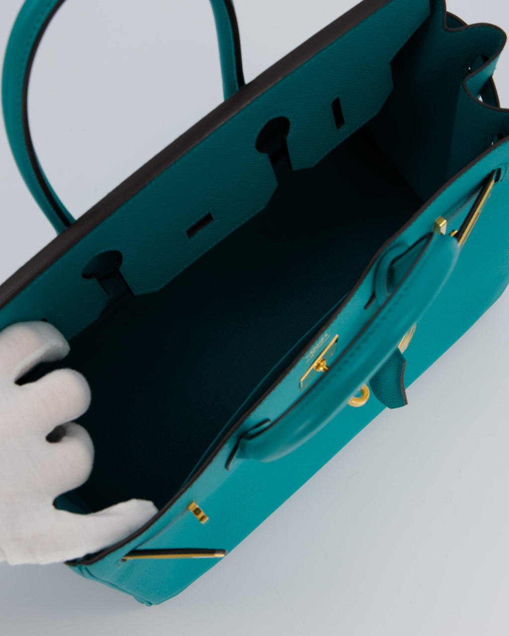 Hermès Birkin 30cm Retourne Bag In Blue Paon Espom Leather With Gold Hardware