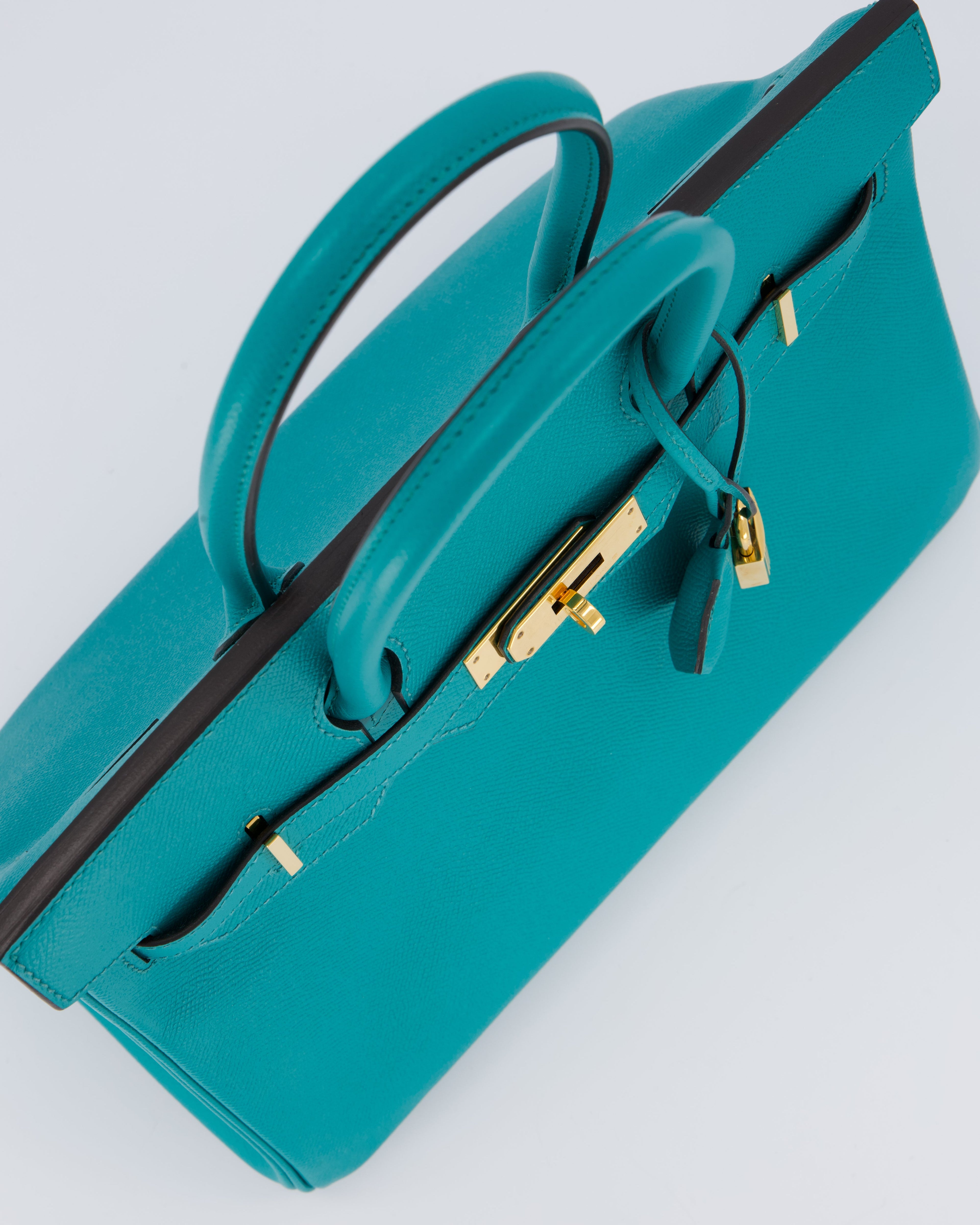 Hermès Birkin 30cm Retourne Bag In Blue Paon Espom Leather With Gold Hardware