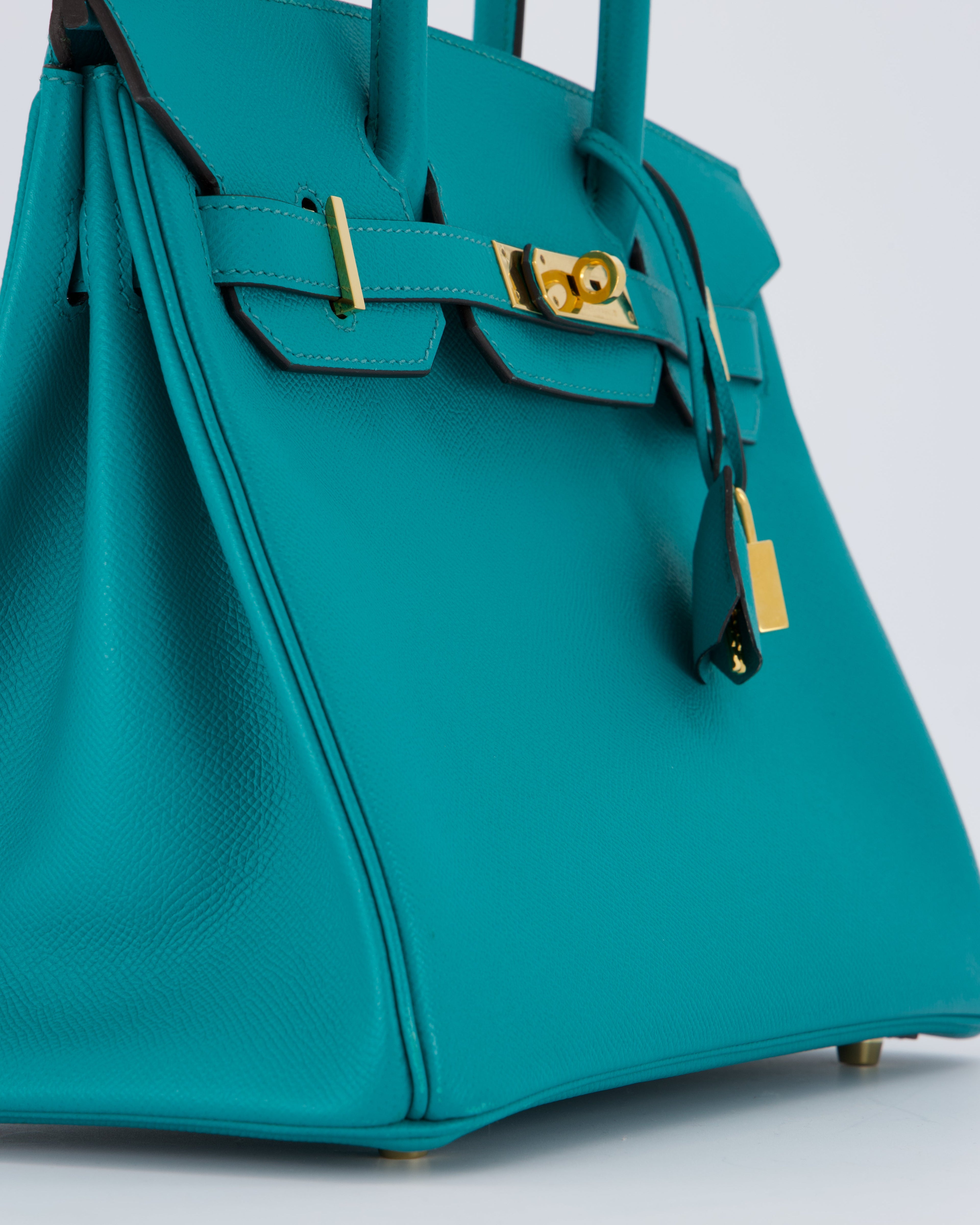 Hermès Birkin 30cm Retourne Bag In Blue Paon Espom Leather With Gold Hardware