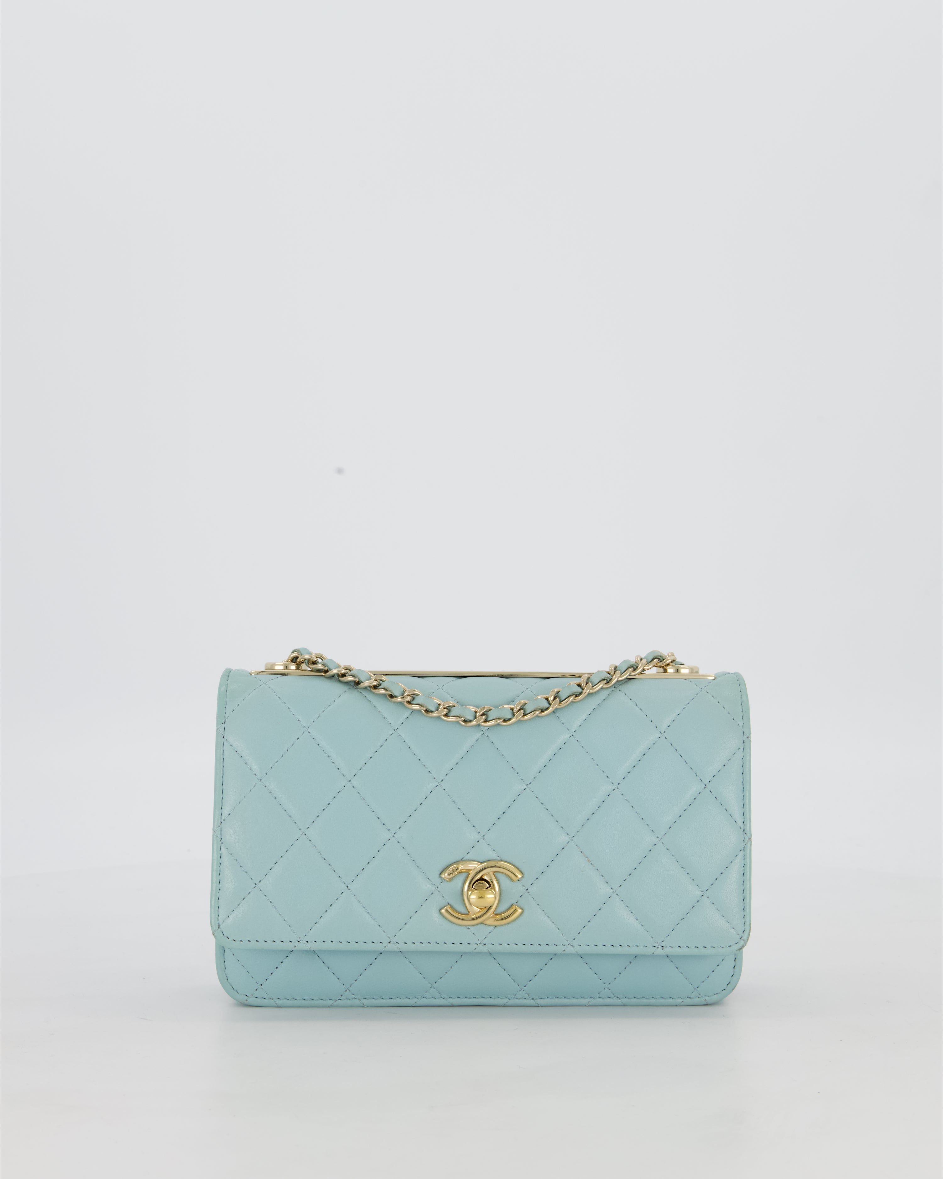 Chanel Blue Trendy Wallet on Chain Bag in Lambskin Leather with Gold Hardware