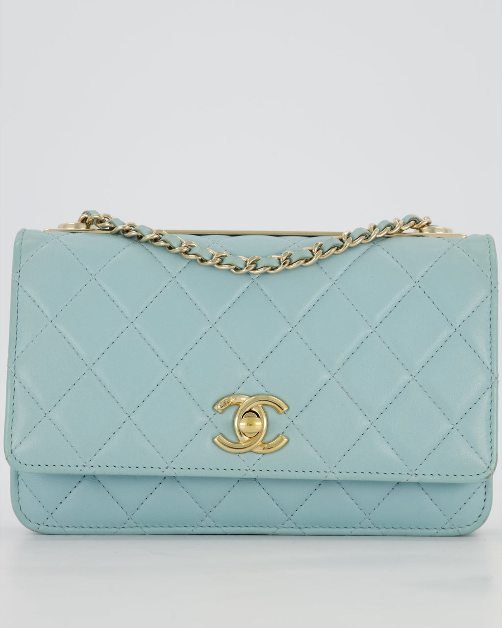 Chanel Blue Trendy Wallet on Chain Bag in Lambskin Leather with Gold Hardware
