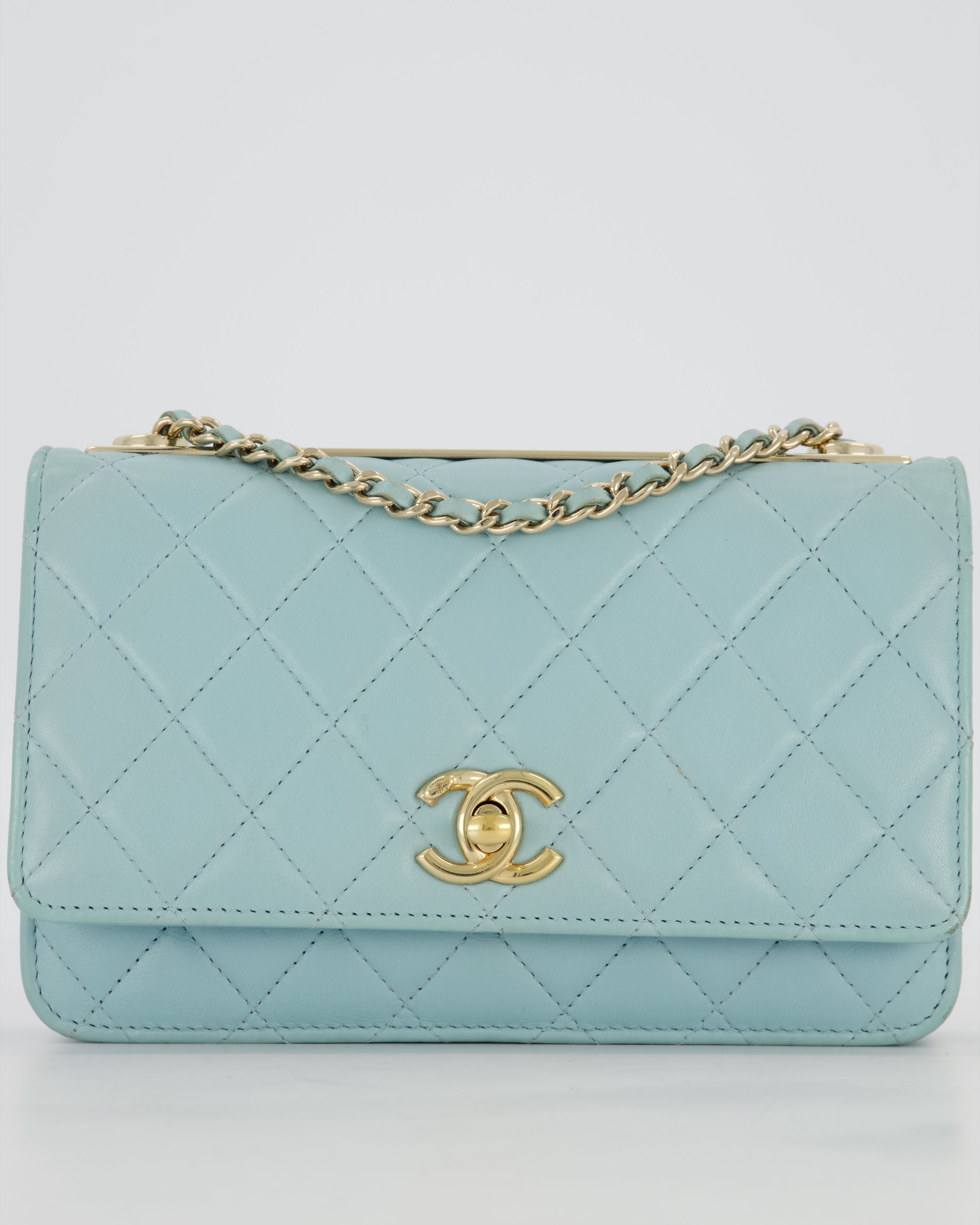 Chanel Blue Trendy Wallet on Chain Bag in Lambskin Leather with Gold Hardware