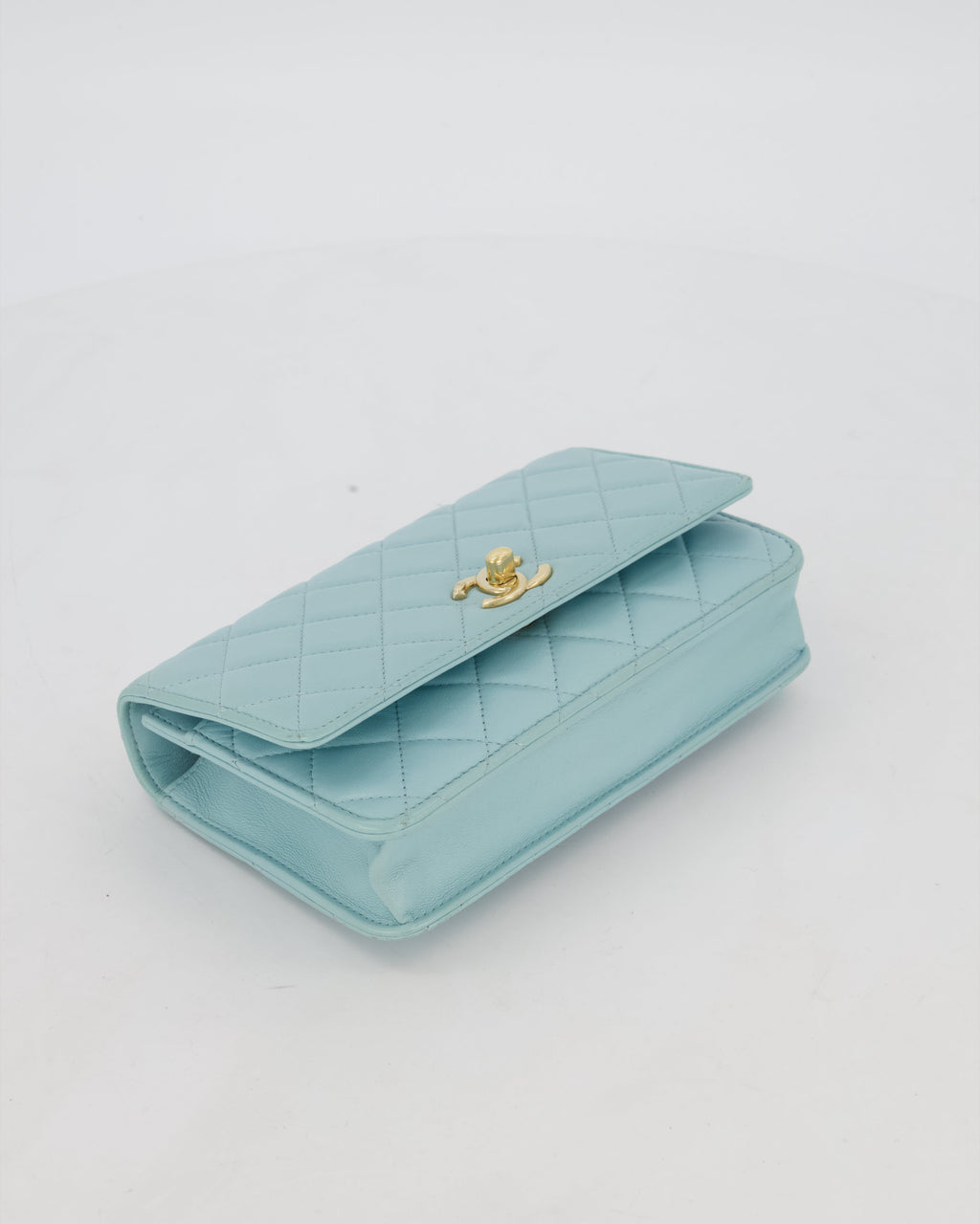 Chanel Blue Trendy Wallet on Chain Bag in Lambskin Leather with Gold Hardware