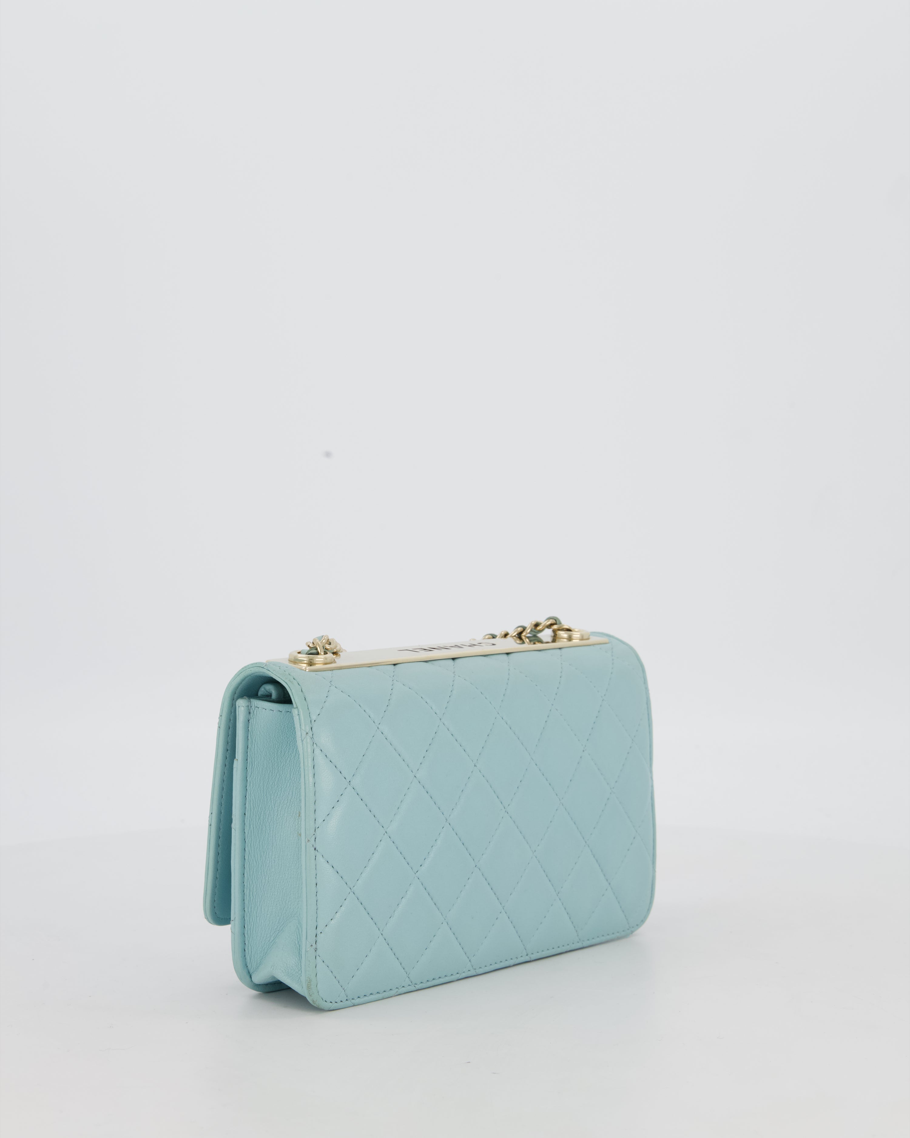 Chanel Blue Trendy Wallet on Chain Bag in Lambskin Leather with Gold Hardware