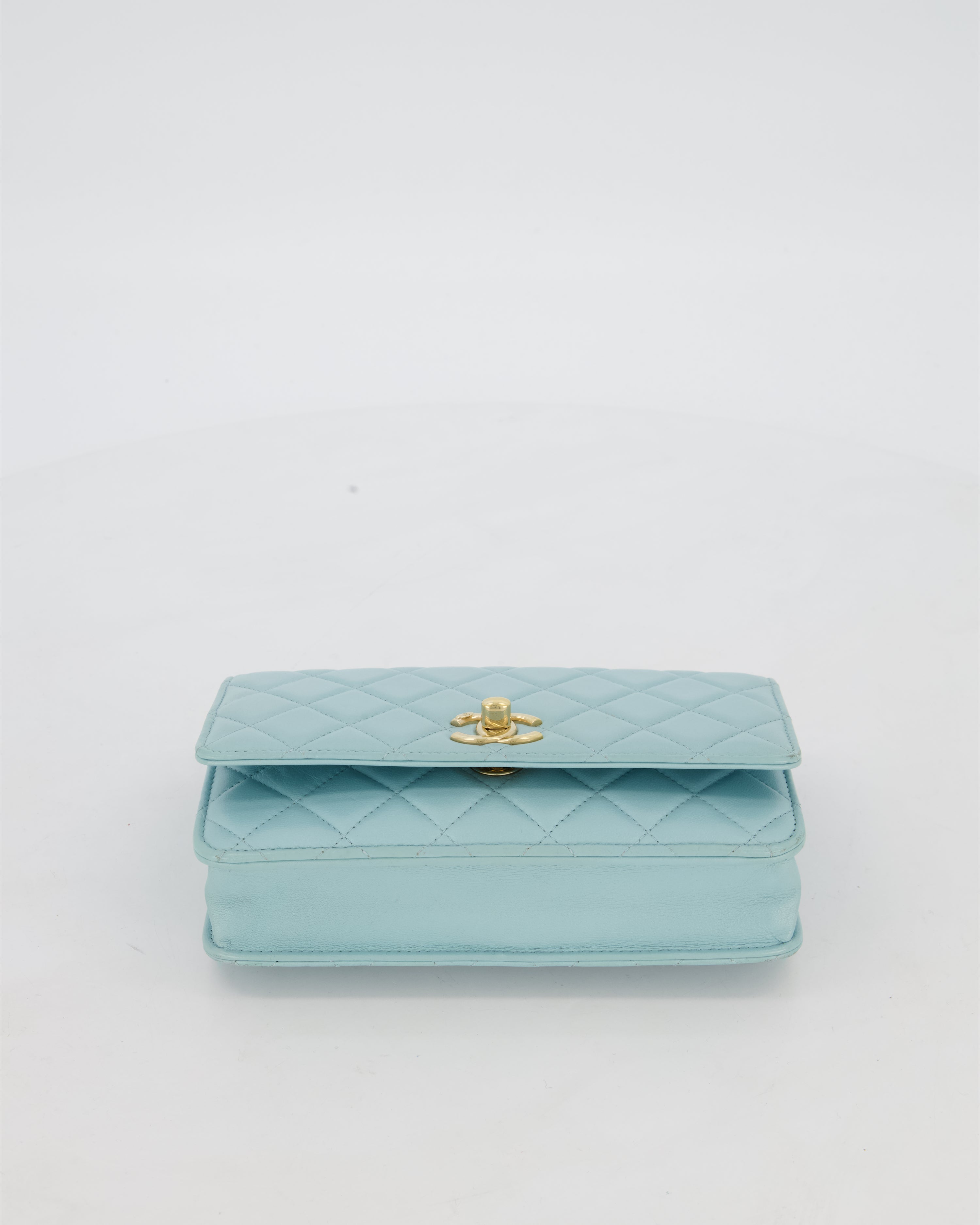 Chanel Blue Trendy Wallet on Chain Bag in Lambskin Leather with Gold Hardware