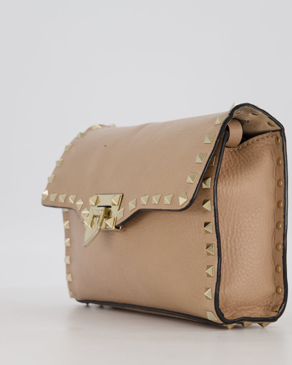 Valentino Nude Beige Rocksud Alcove Bag in Calfskin Leather with Gold Hardware
