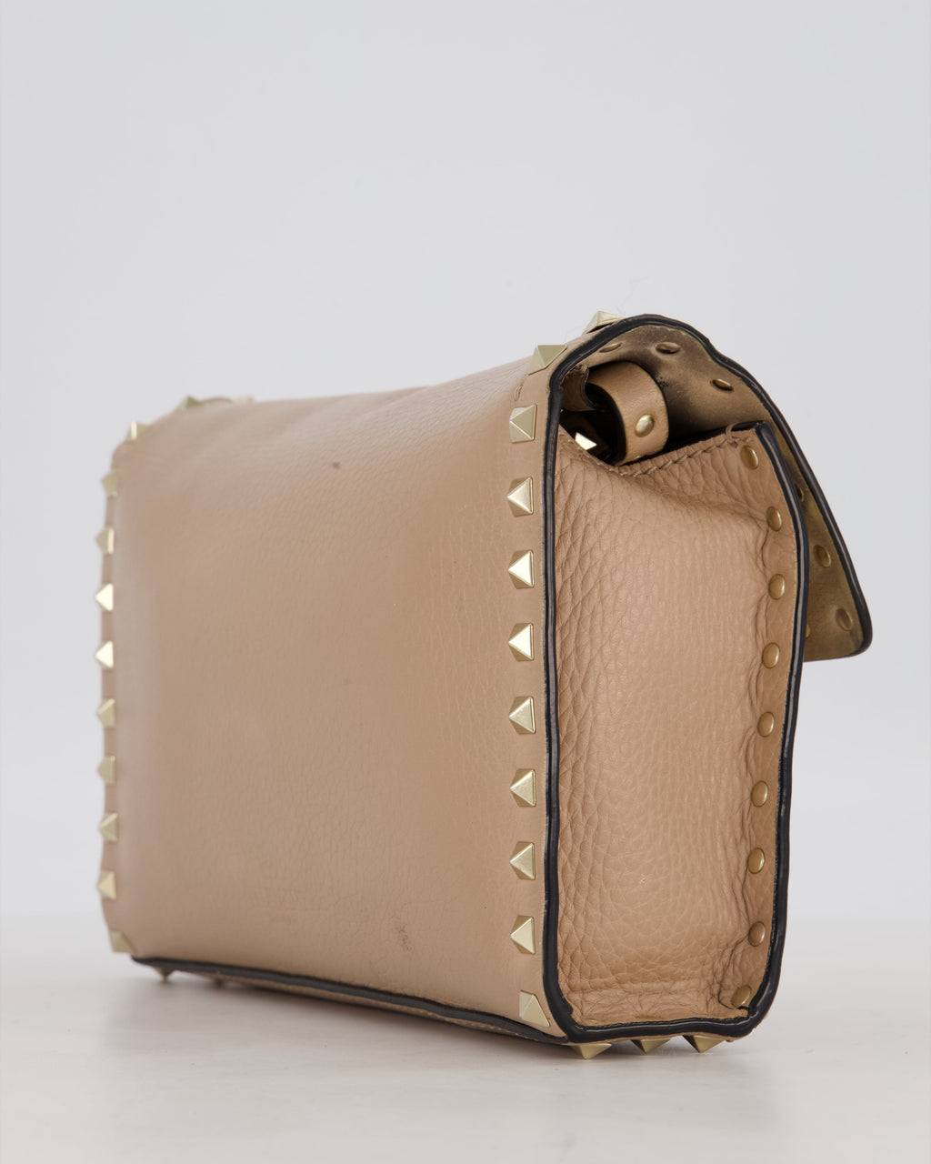 Valentino Nude Beige Rocksud Alcove Bag in Calfskin Leather with Gold Hardware