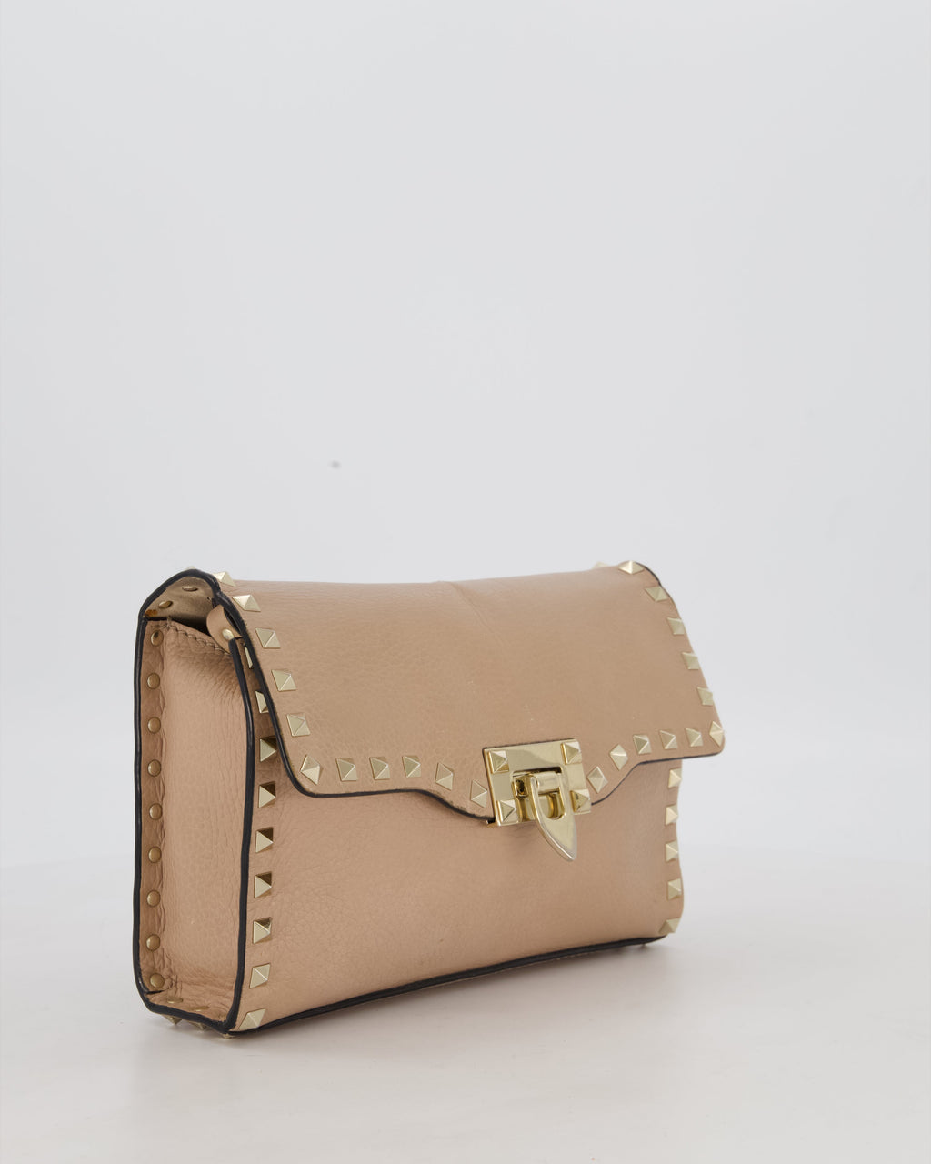 Valentino Nude Beige Rocksud Alcove Bag in Calfskin Leather with Gold Hardware