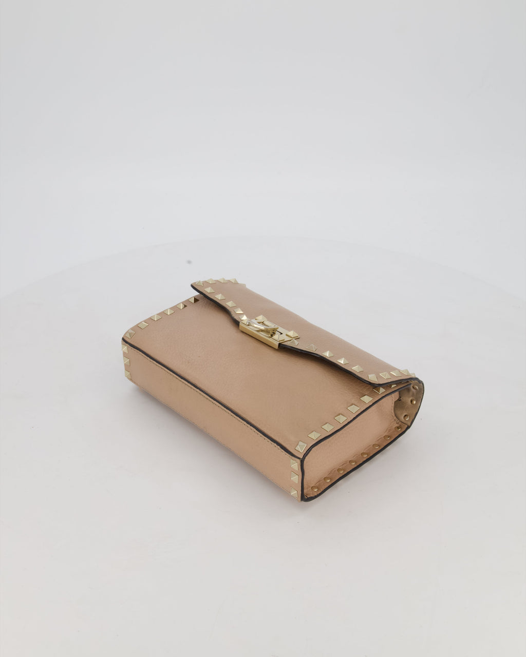 Valentino Nude Beige Rocksud Alcove Bag in Calfskin Leather with Gold Hardware
