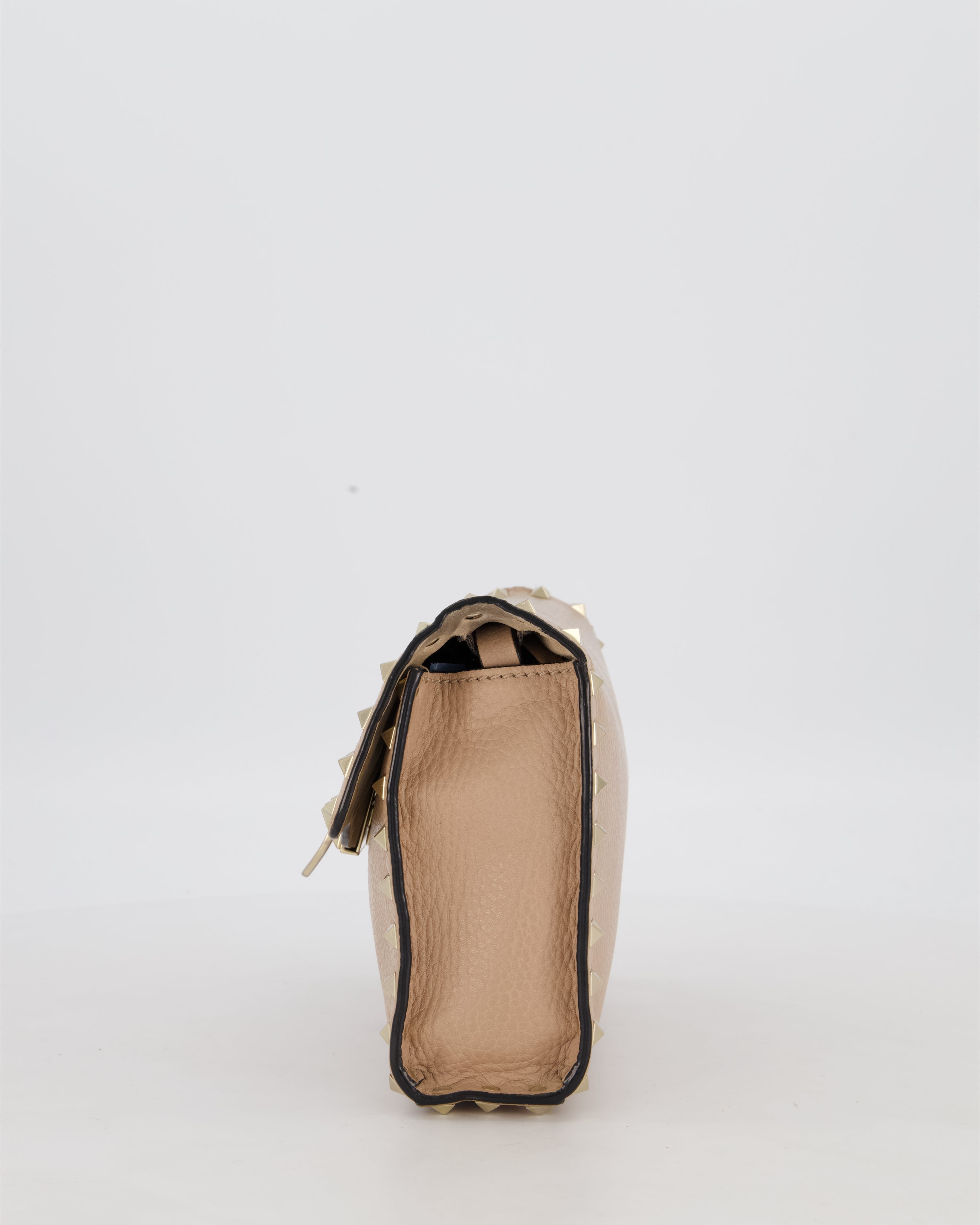 Valentino Nude Beige Rocksud Alcove Bag in Calfskin Leather with Gold Hardware