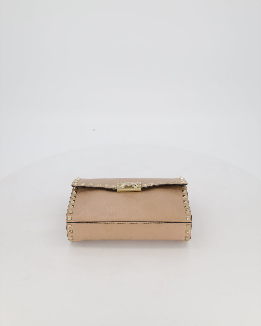 Valentino Nude Beige Rocksud Alcove Bag in Calfskin Leather with Gold Hardware