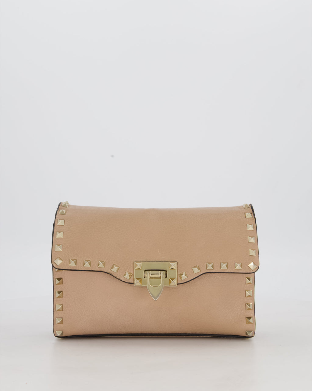 Valentino Nude Beige Rocksud Alcove Bag in Calfskin Leather with Gold Hardware