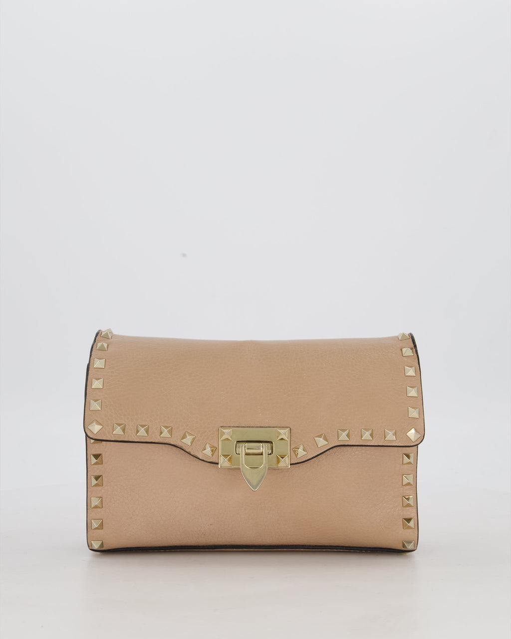 Valentino Nude Beige Rocksud Alcove Bag in Calfskin Leather with Gold Hardware
