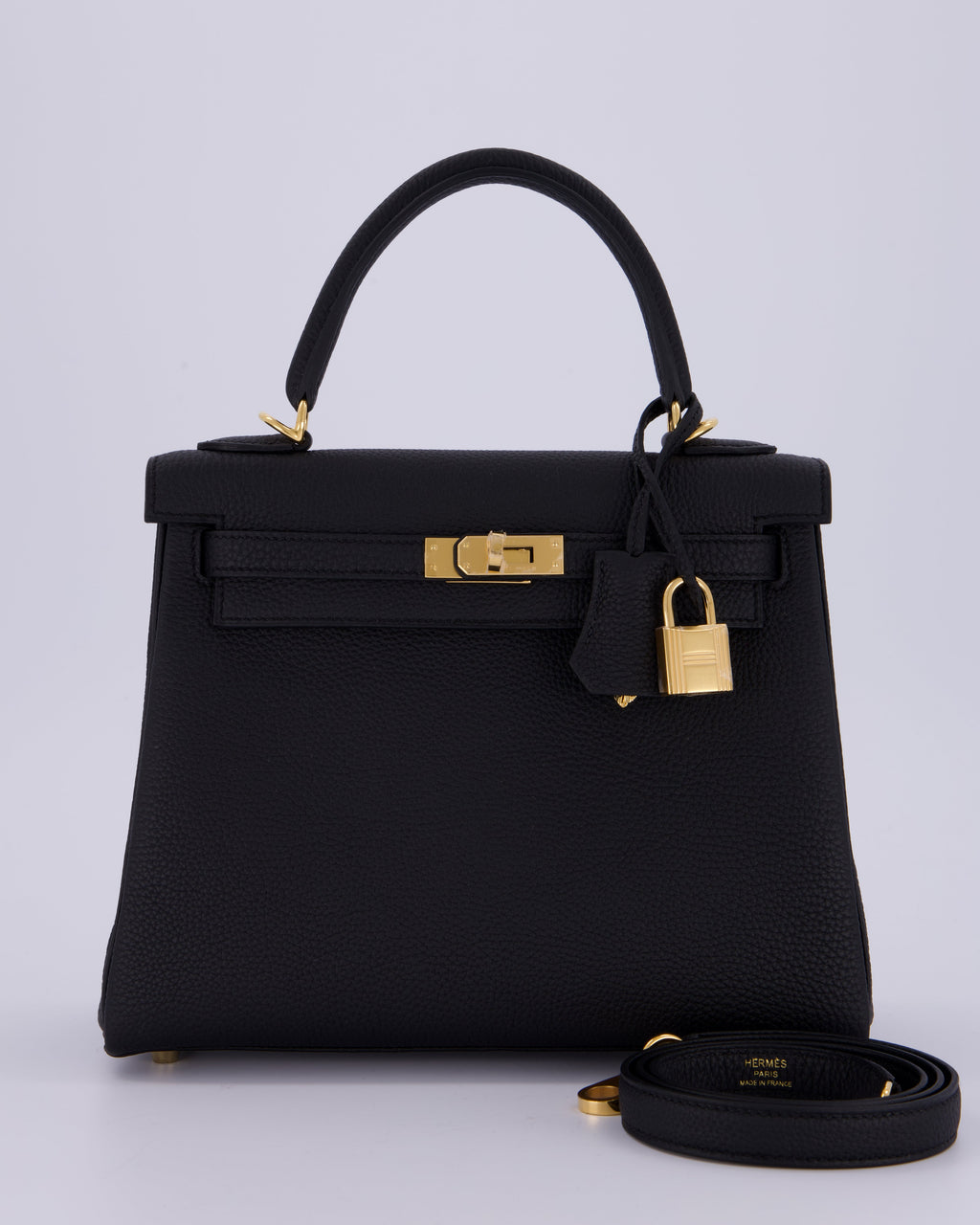 Hermès Kelly 25 Retourne Bag in Noir Togo Leather with Gold Hardware