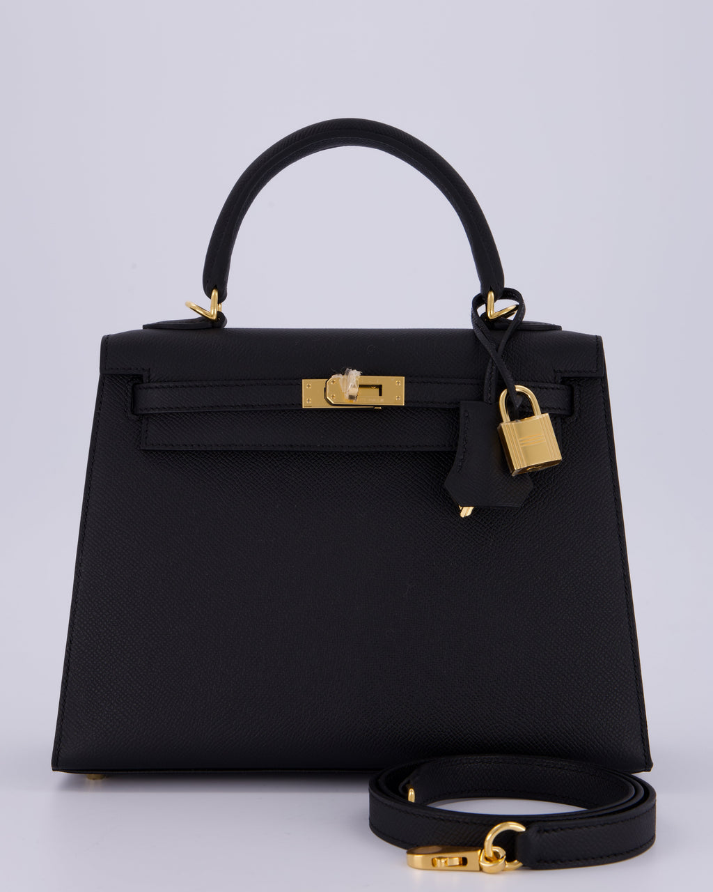 *HOT* Hermès Kelly 25 Sellier Bag in Noir Epsom Leather with Gold Hardware