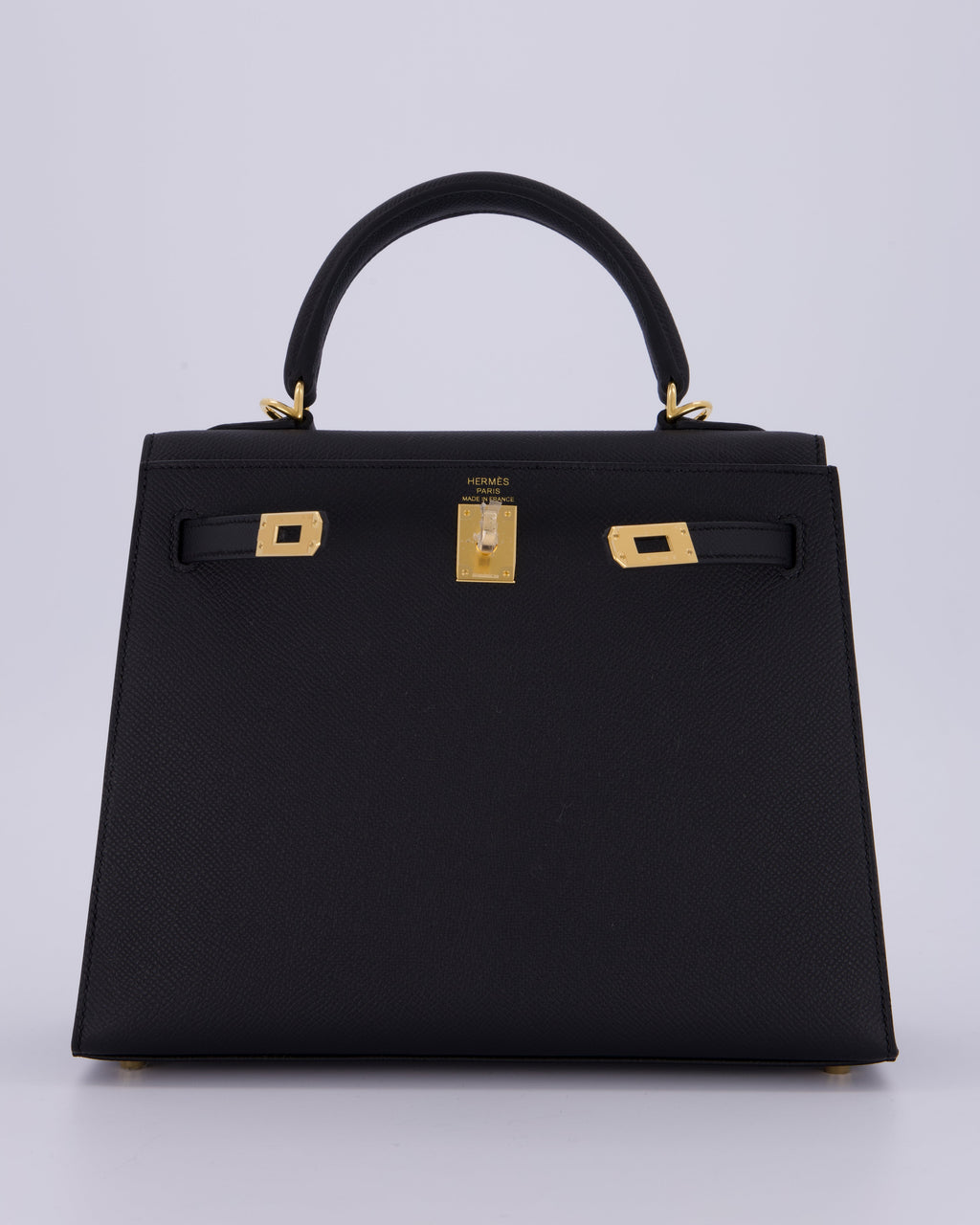 *HOT* Hermès Kelly 25 Sellier Bag in Noir Epsom Leather with Gold Hardware