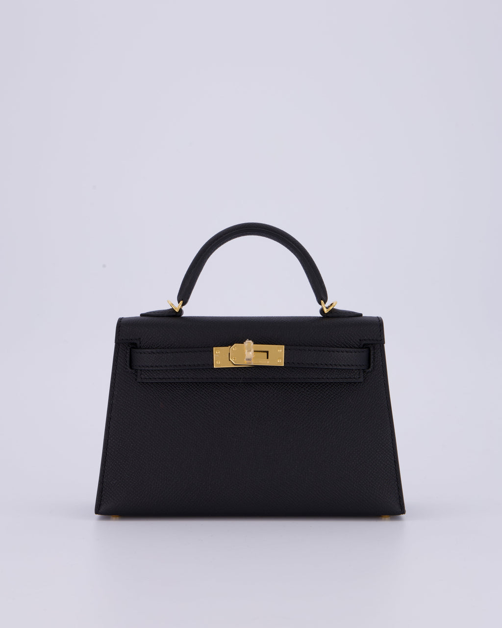 *HOT* Hermès Mini Kelly II 20 Bag in Noir Epsom Leather with Gold Hardware