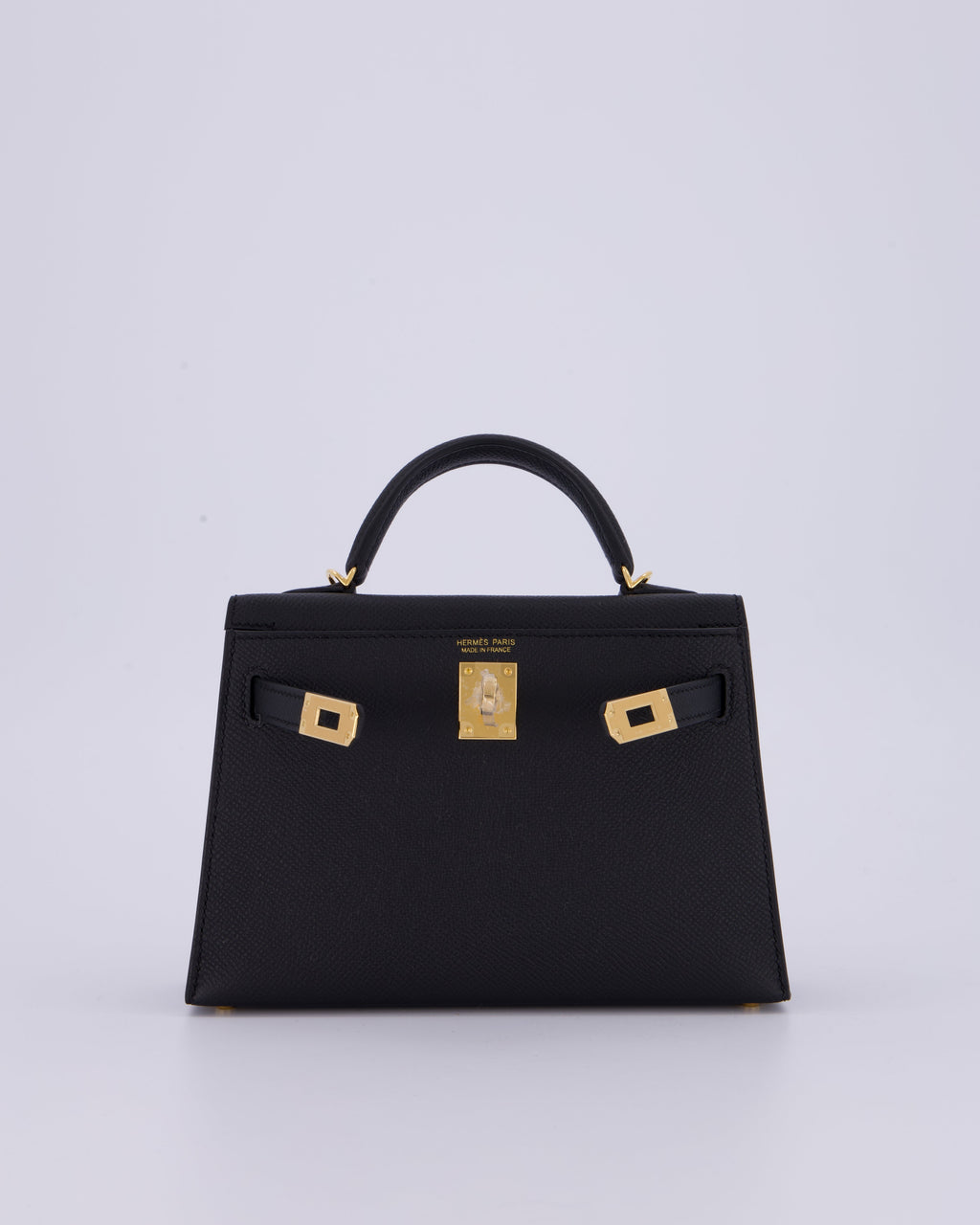 *HOT* Hermès Mini Kelly II 20 Bag in Noir Epsom Leather with Gold Hardware