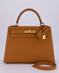 Hermès Kelly 28 Sellier Bag in Gold Epsom Leather with Gold Hardware