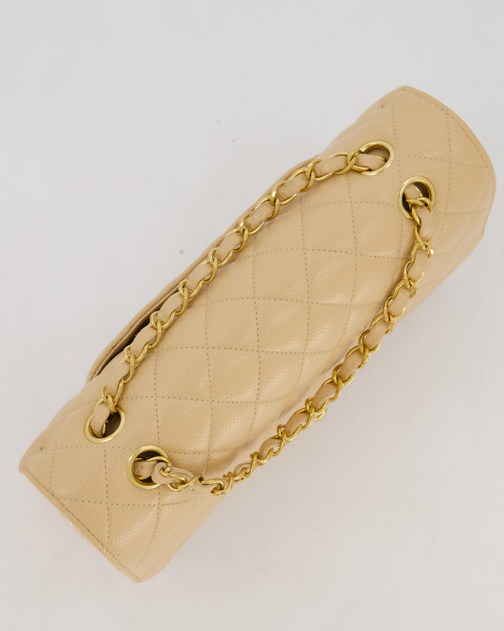 Chanel Medium Classic Double Flap Bag in Beige Clair Caviar Leather with Gold Hardware