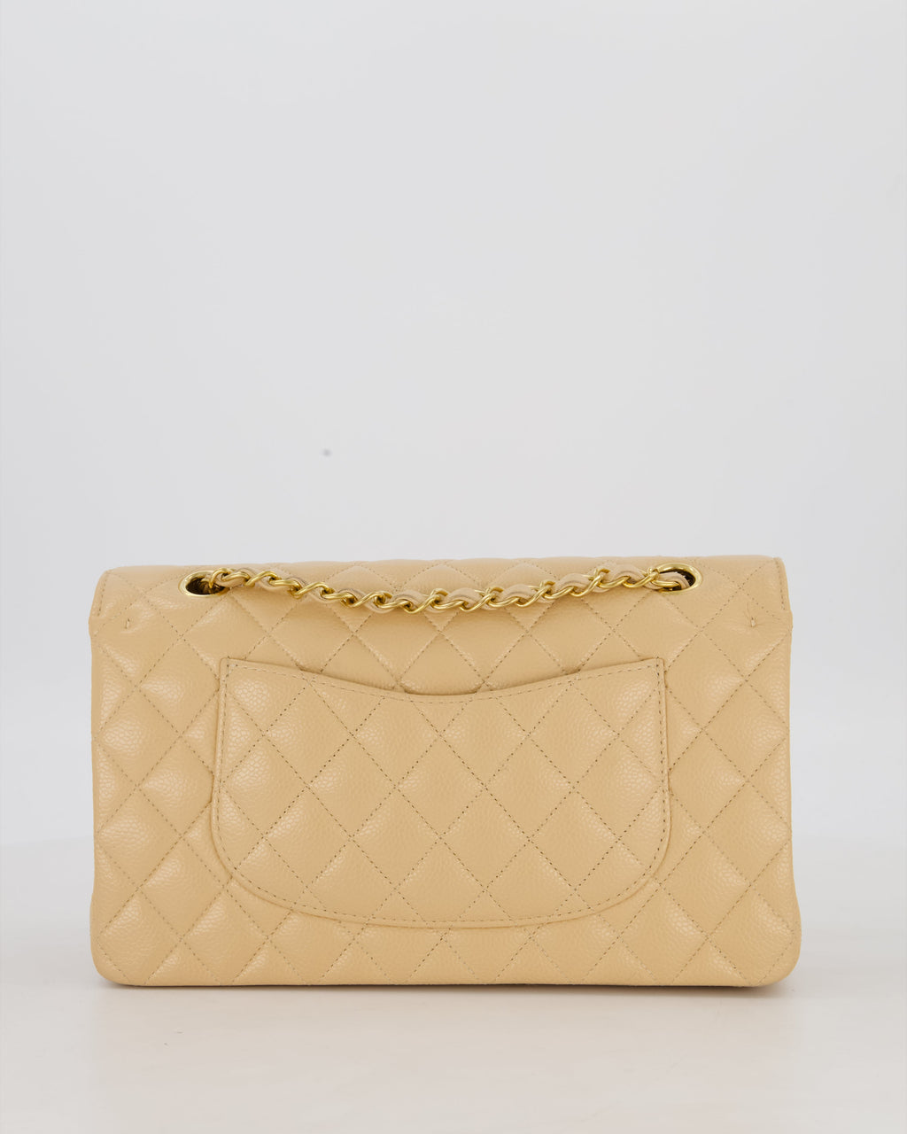Chanel Medium Classic Double Flap Bag in Beige Clair Caviar Leather with Gold Hardware