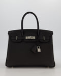*VERY RARE* Hermès Birkin 30 Retourne Bag in Noir Togo Leather with Palladium Hardware