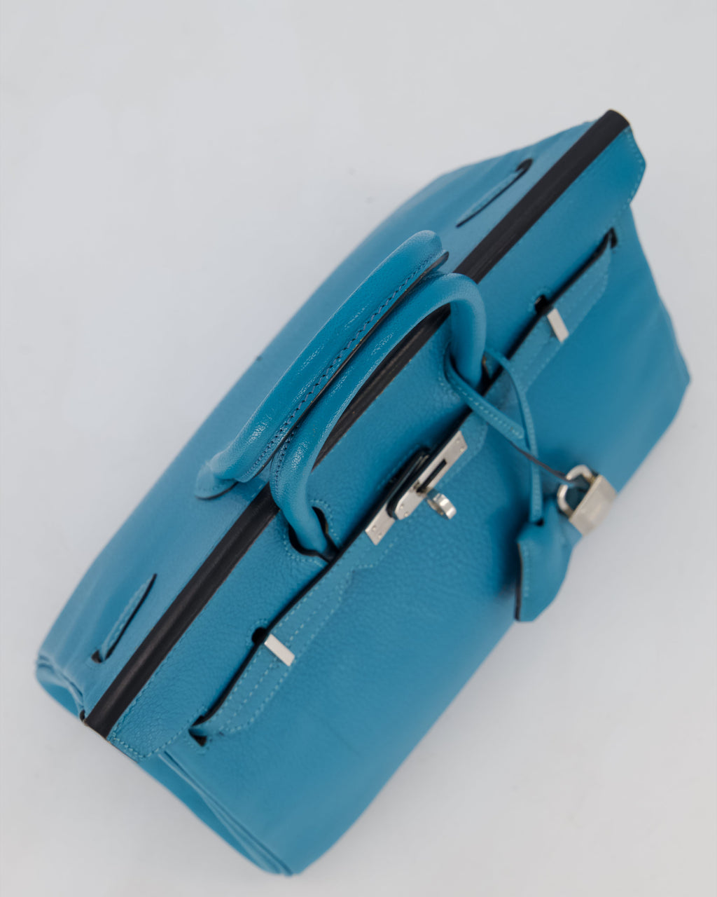 Hermès Birkin 25 Retourne Bag in Bleu Saint Cyr Chèvre Mysore Leather with Palladium Hardware