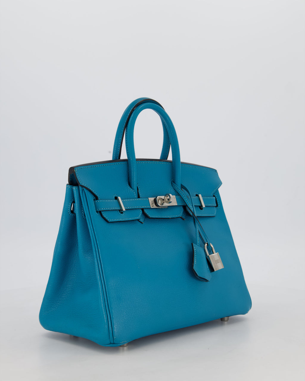 Hermès Birkin 25 Retourne Bag in Bleu Saint Cyr Chèvre Mysore Leather with Palladium Hardware